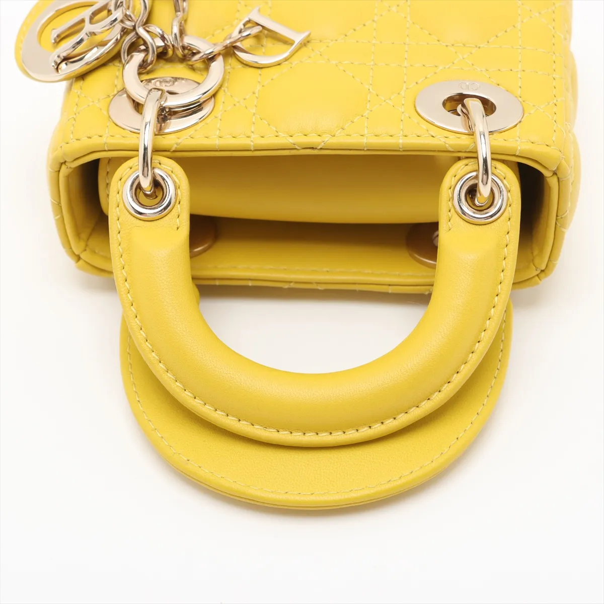 Cannage Lady Dior Micro Leather 2WAY Handbag Yellow — view 5