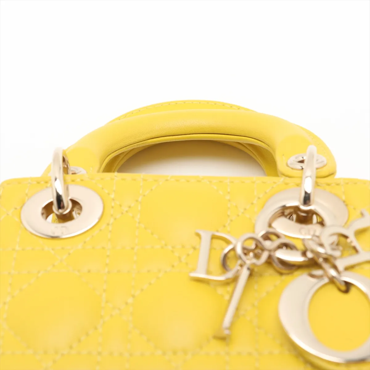 Cannage Lady Dior Micro Leather 2WAY Handbag Yellow — view 6