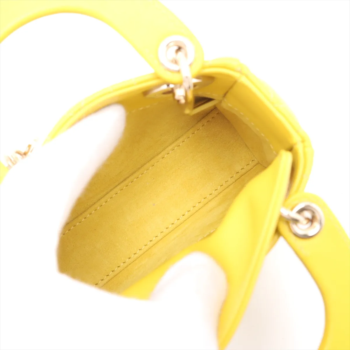 Cannage Lady Dior Micro Leather 2WAY Handbag Yellow — view 8