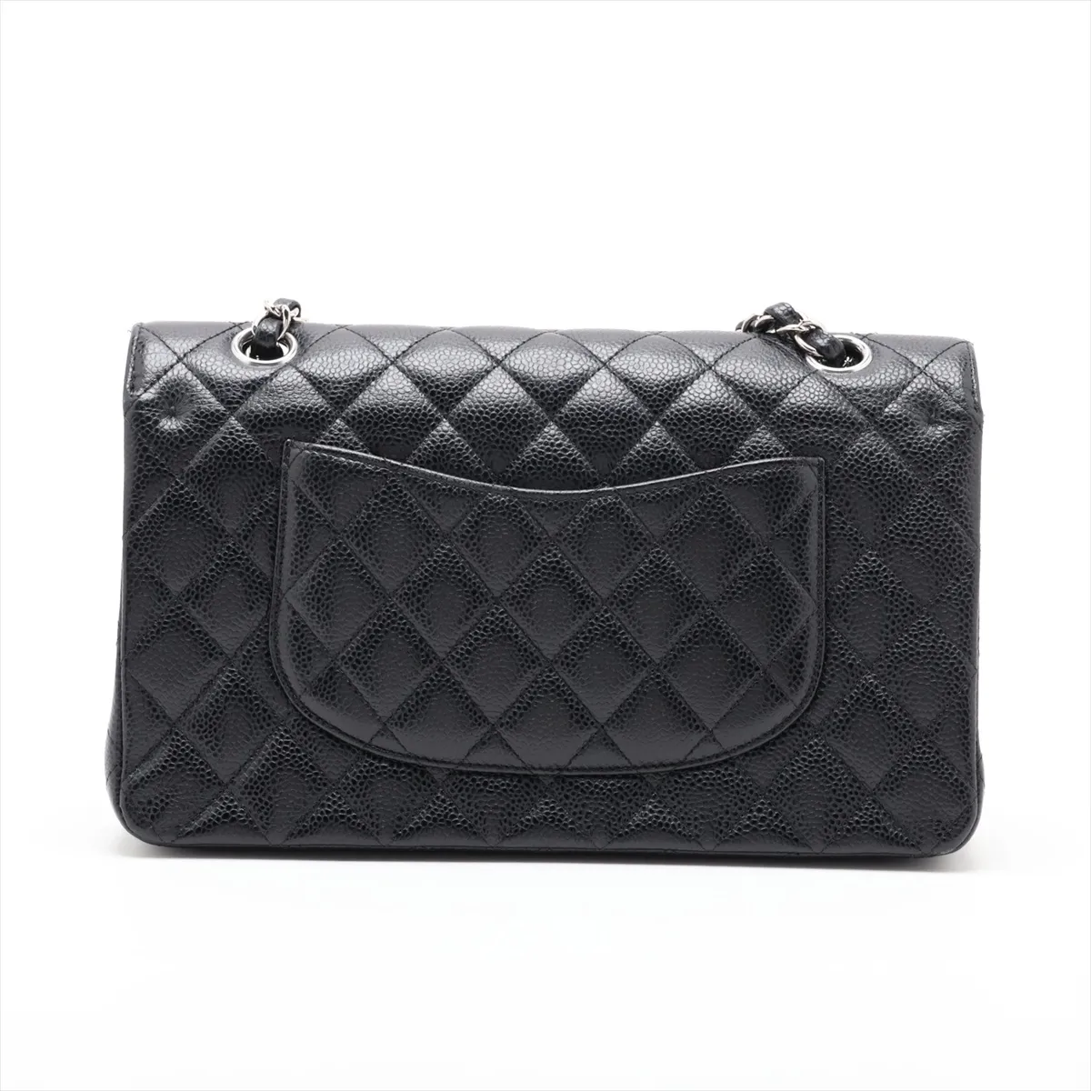 [Individually packaged] Chanel Matelassé 25 Caviar Skin Double Flap Double Chain Bag, Black with Silver Hardware, 23626171, Serial Number 23, A01112 — view 2