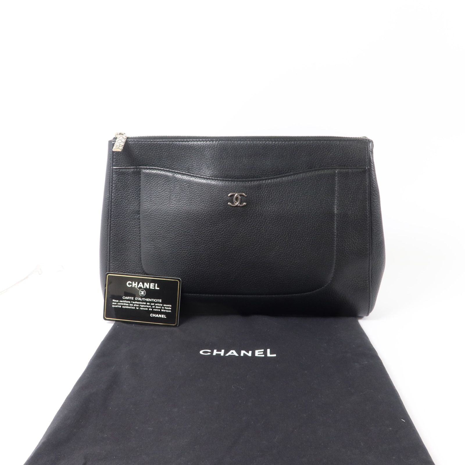 Grained Calfskin Large Neo Executive Clutch/Cosmetic Case w/Card and Dustbag — view 10