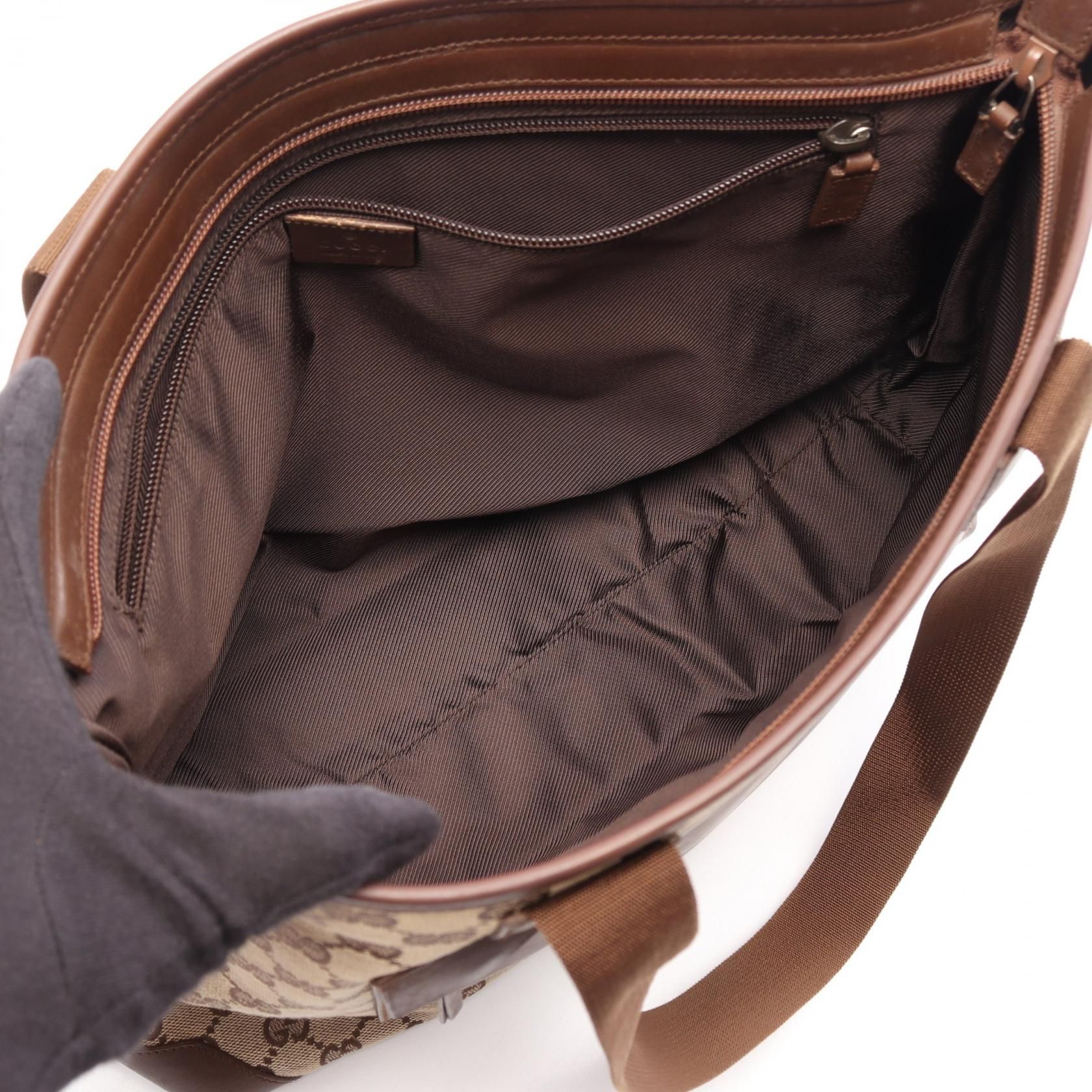 GG Canvas Leather Outside Pocket Large Tote Bag — view 3