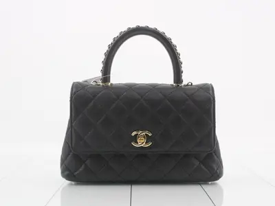 Coco Handle Caviar Skin Handbag / Chain Shoulder Bag (2-way)