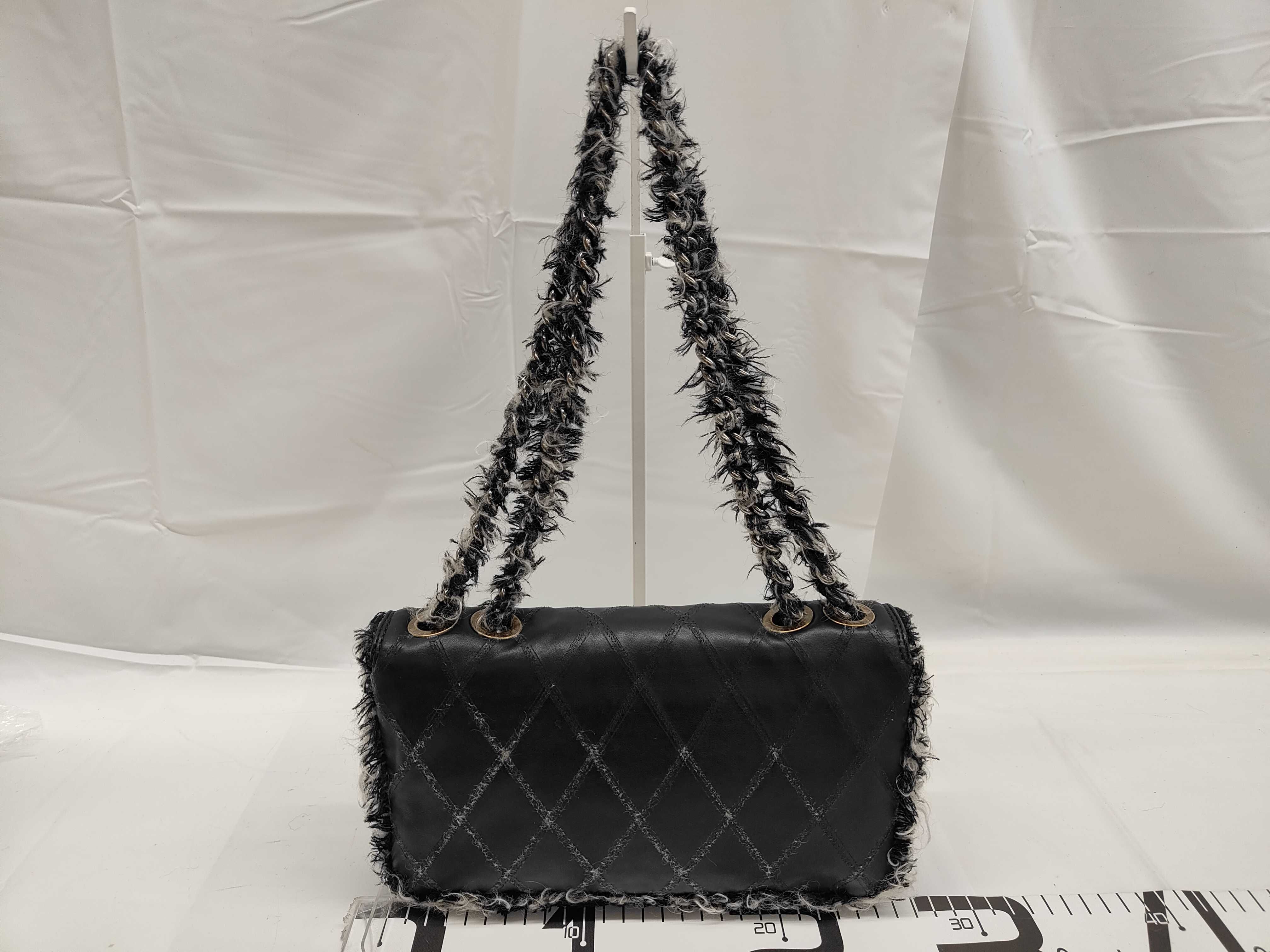 Leather (Bag) Leather Double Chain Shoulder Bag Black Shoulder Bag — view 2