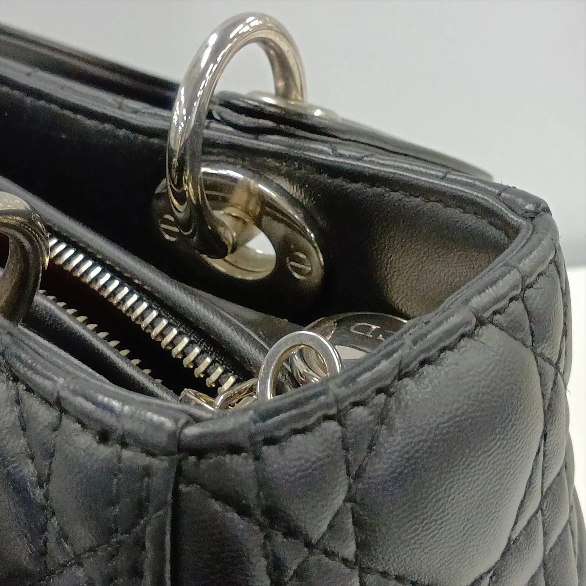 Cannage Lady Dior Leather 2-Way Handbag, Black — view 11