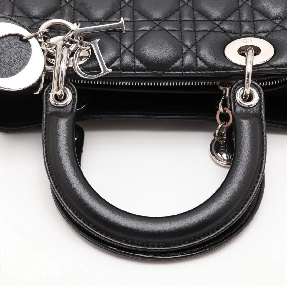 Cannage Lady Dior Leather 2-Way Handbag, Black — view 5