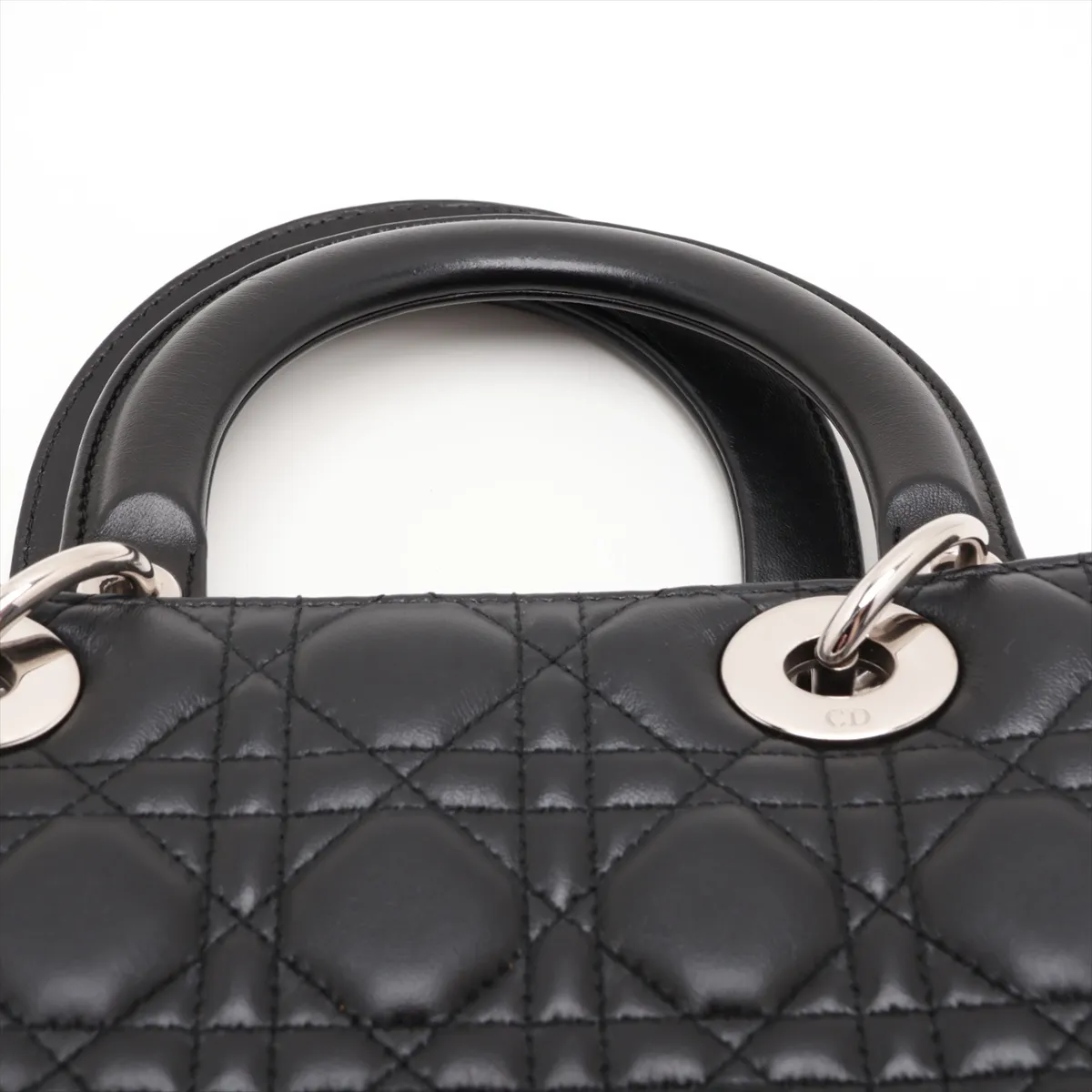 Cannage Lady Dior Leather 2-Way Handbag, Black — view 6