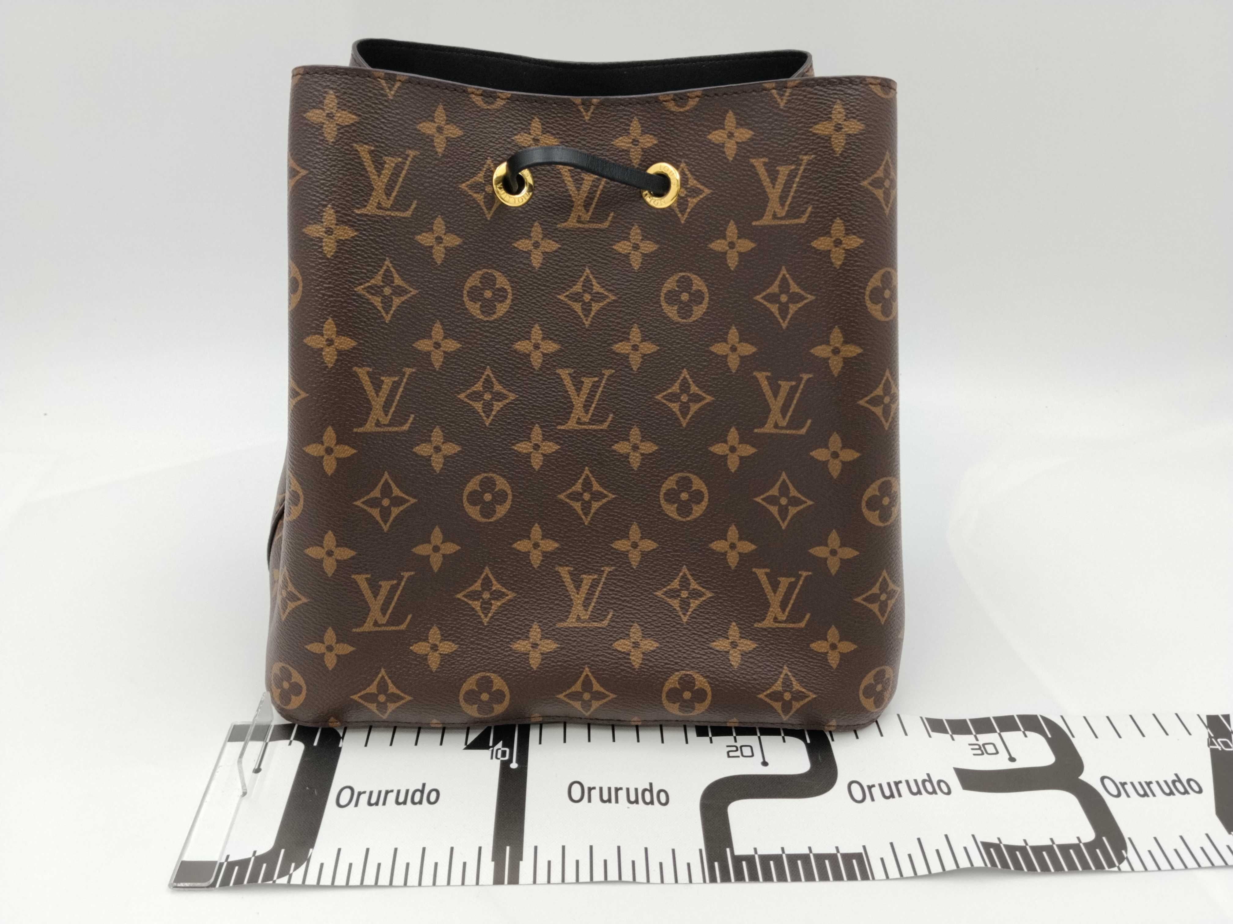 Monogram Pattern Drawstring Black Bucket Bag Handbag Shoulder Bag Crossbody Bag — view 2