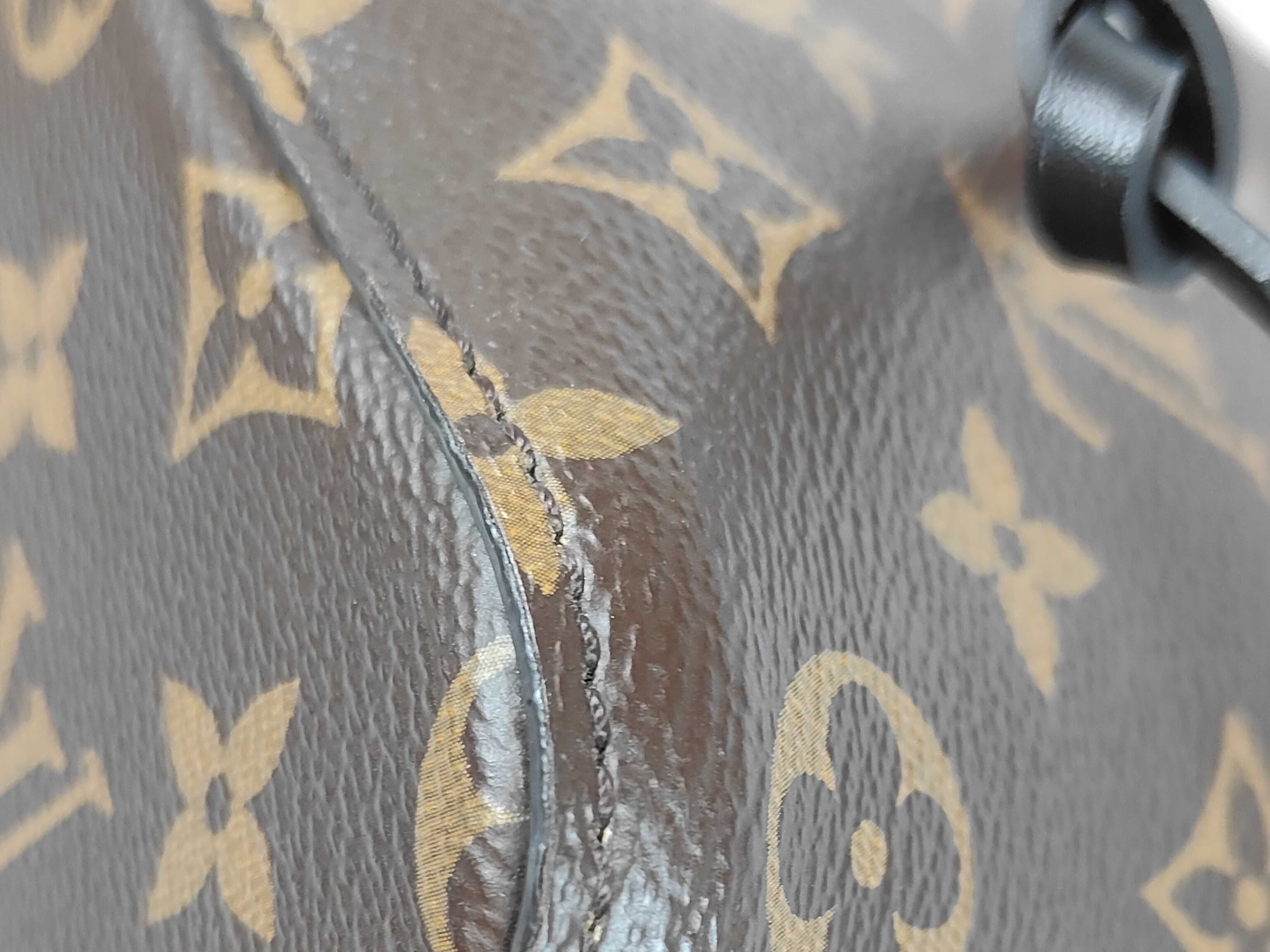 Monogram Pattern Drawstring Black Bucket Bag Handbag Shoulder Bag Crossbody Bag — view 3