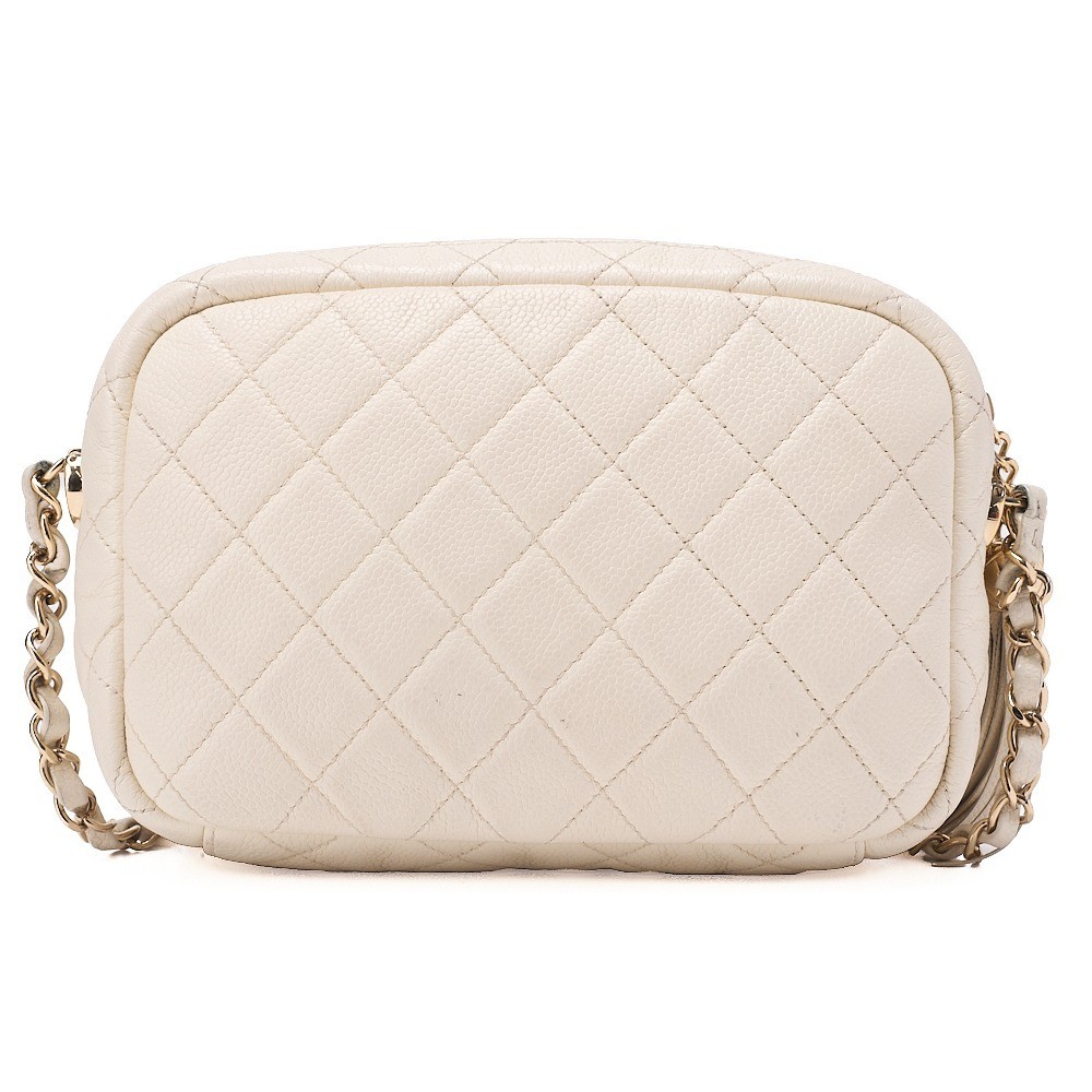 Caviar leather matelassé chain shoulder bag with Coco Mark and fringe — view 2