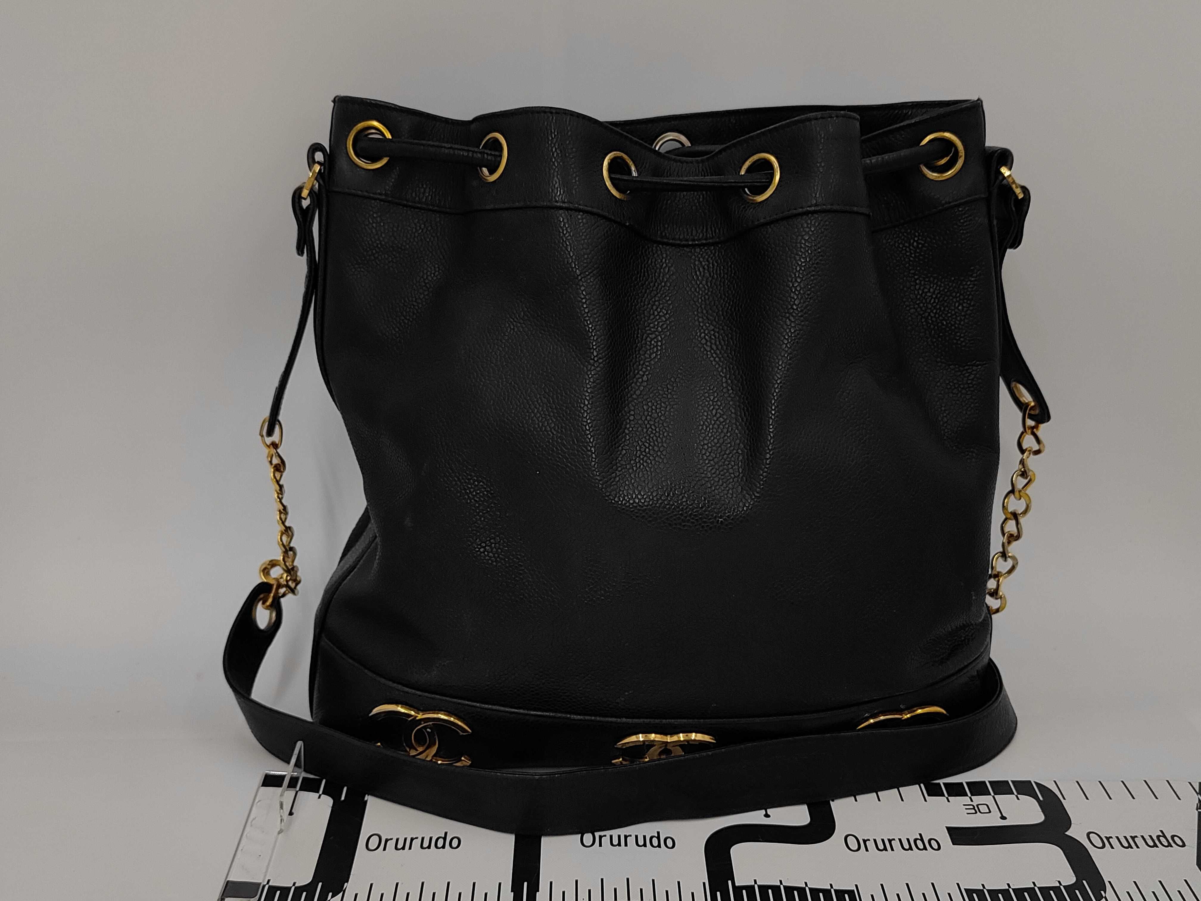 Caviar Triple Coco Drawstring Chain Shoulder Bag — view 2