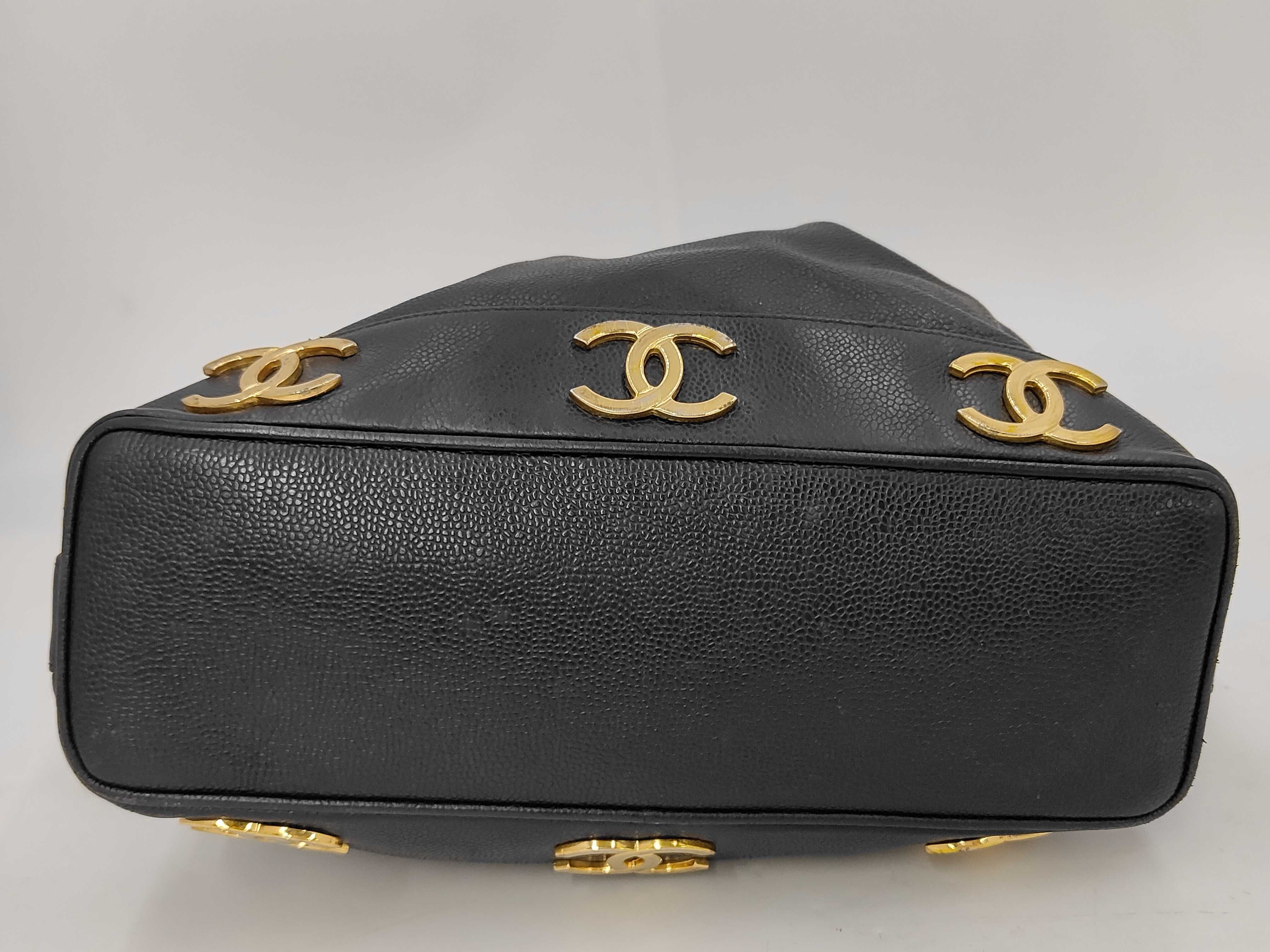 Caviar Triple Coco Drawstring Chain Shoulder Bag — view 4