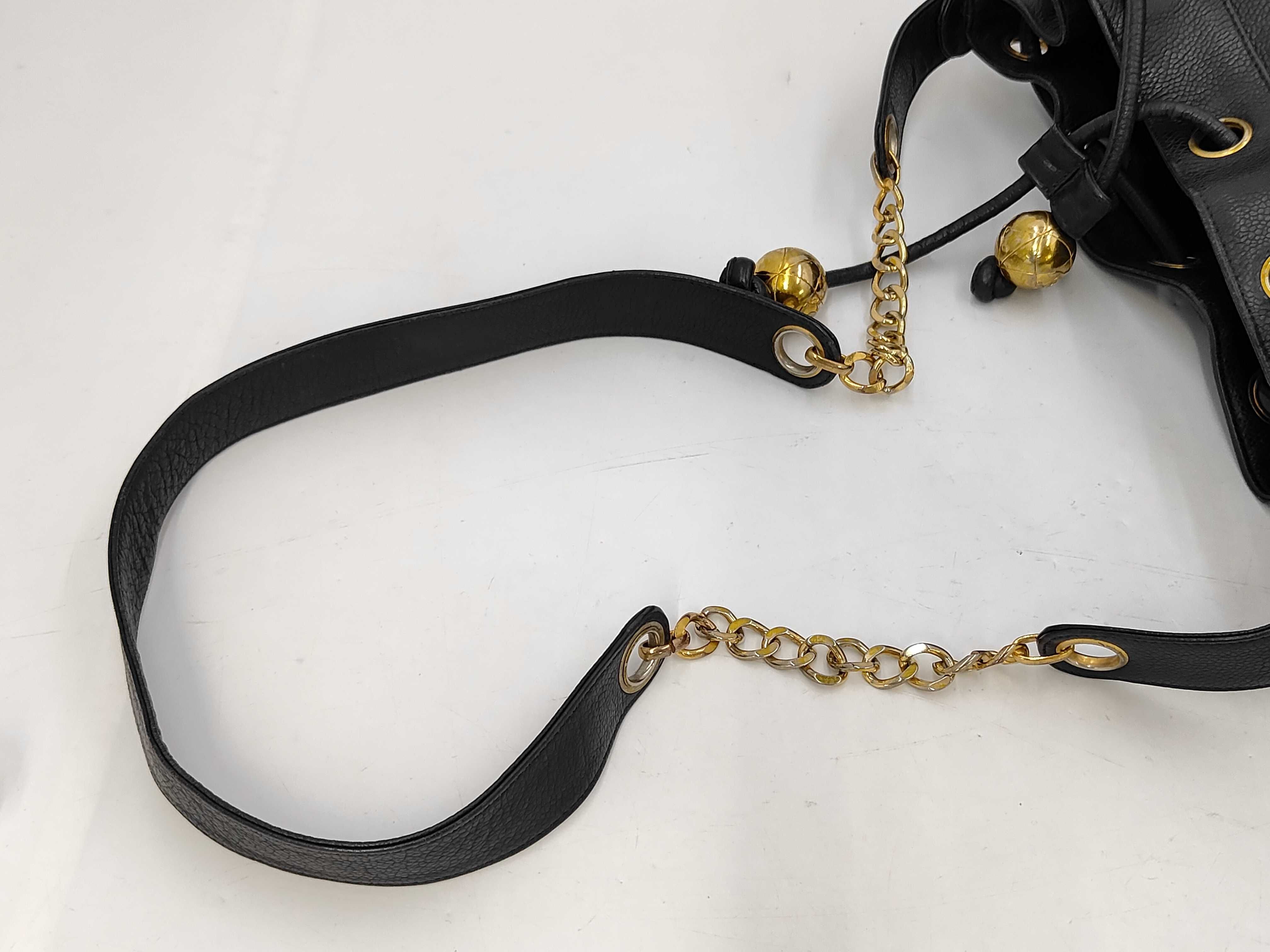 Caviar Triple Coco Drawstring Chain Shoulder Bag — view 5