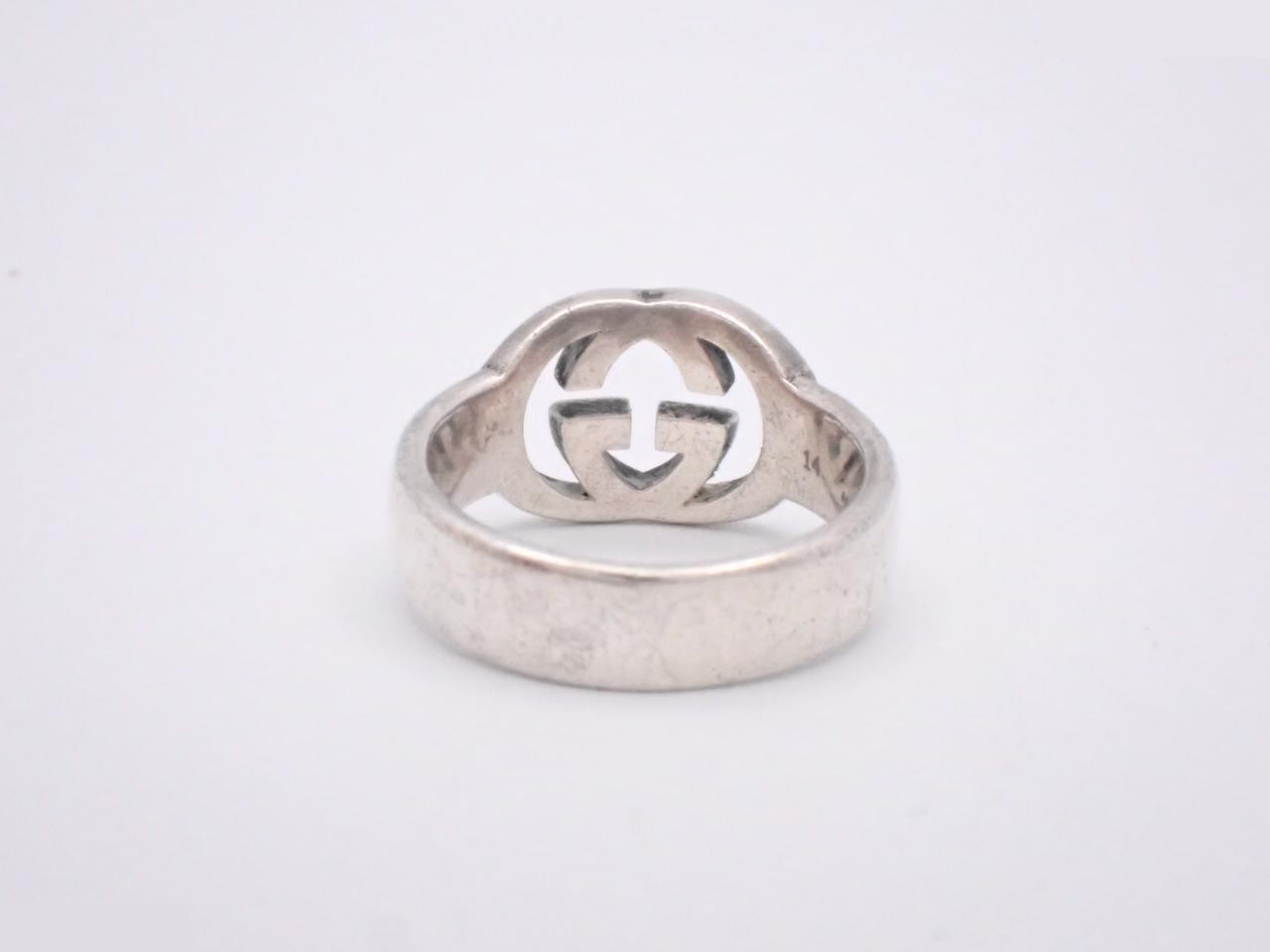 Interlocking G Silver Ring, Stamped 14, Actual Size #13.5 — view 2