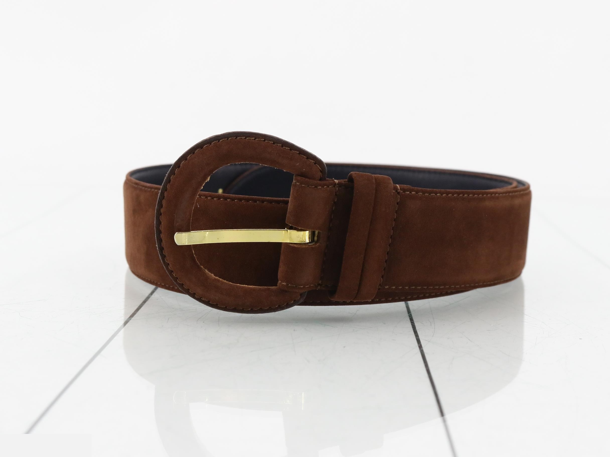 Burberrys Suede Leather Brown Belt