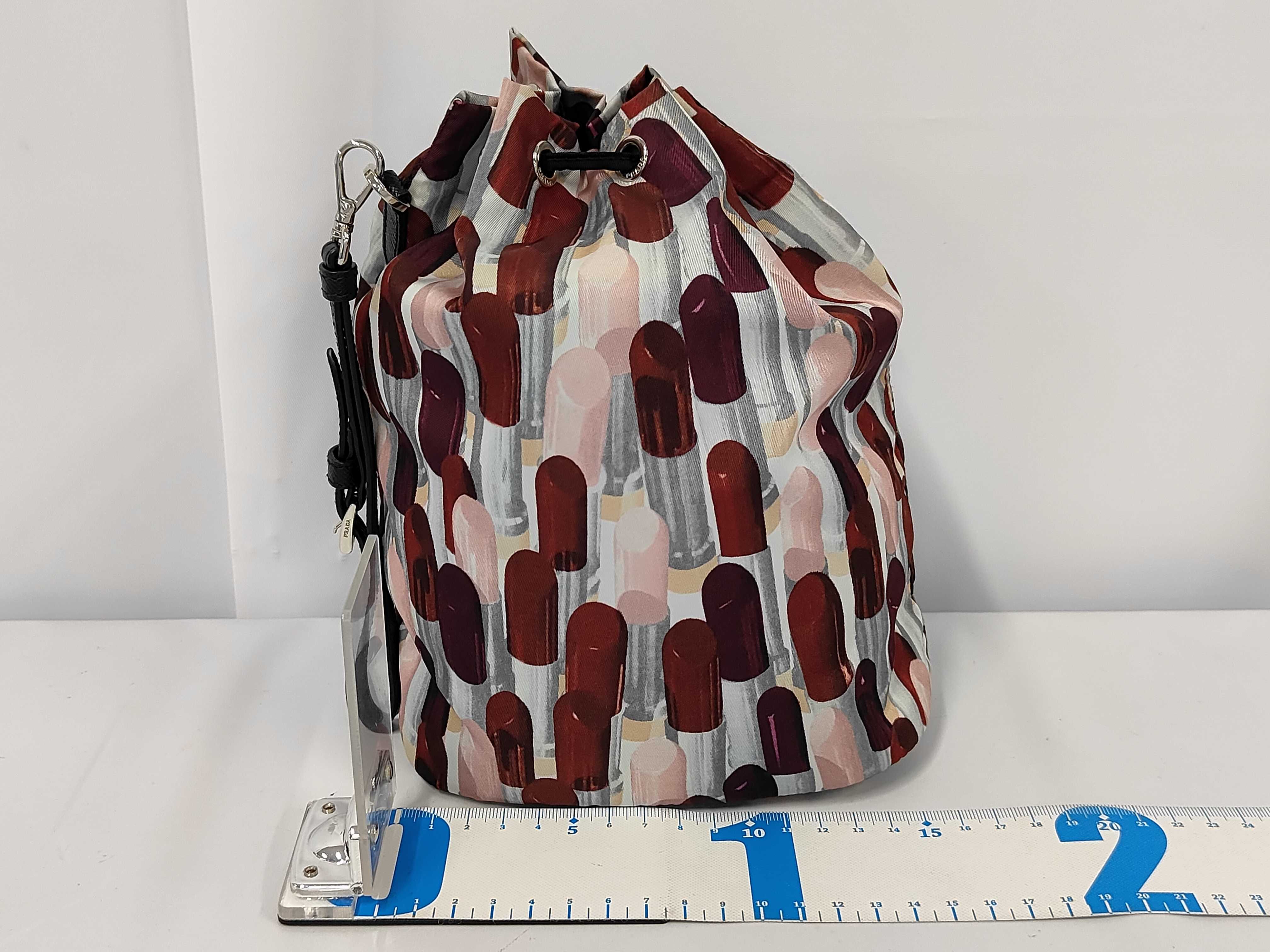 lip print drawstring handbag — view 2