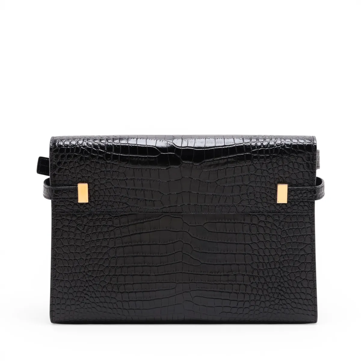 Manhattan Crocodile Embossed Shoulder Bag, Black 579271 — view 2