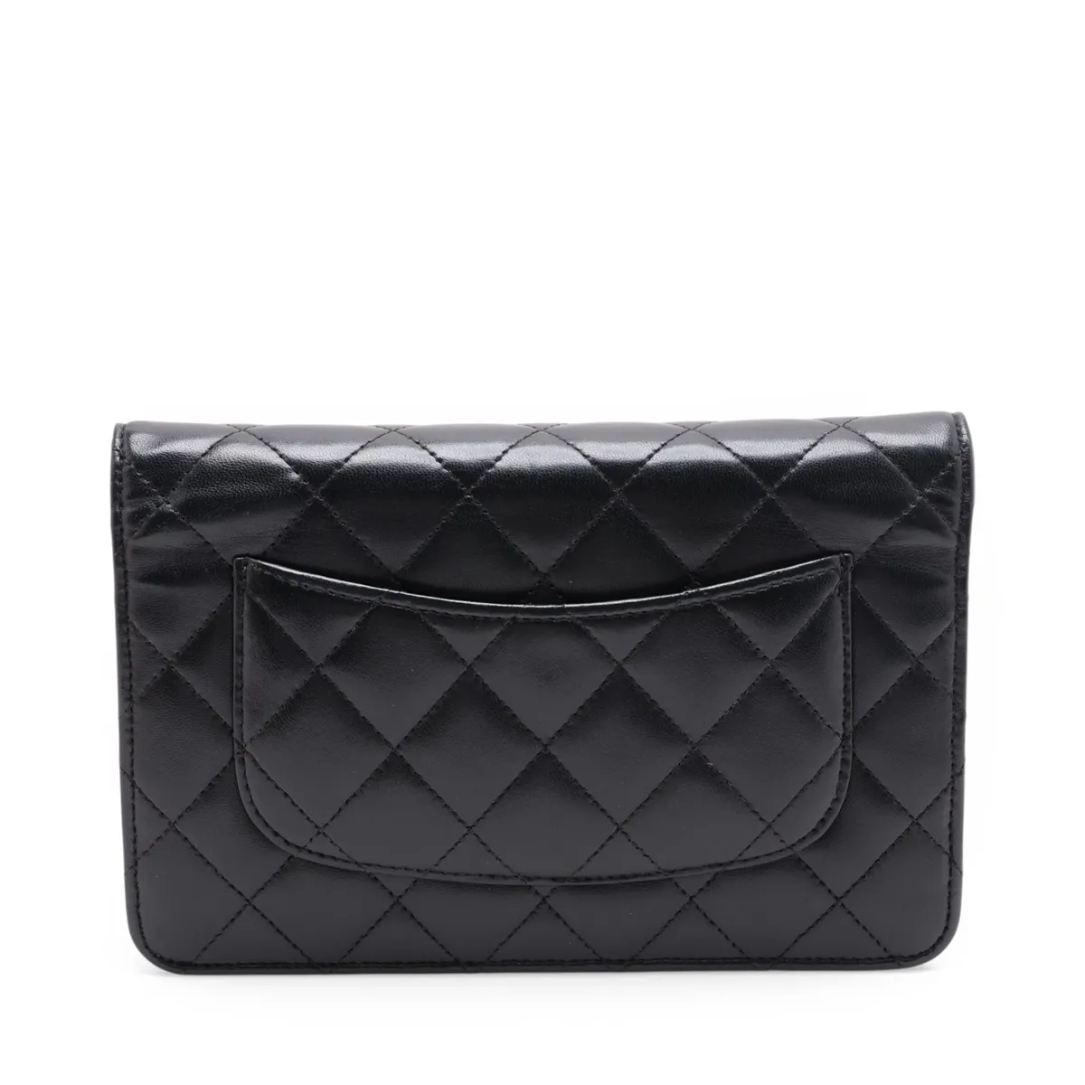 Matelassé Lambskin Chain Wallet, Black with Silver Hardware, 25018517 (Serial Number in the 25s) — view 2