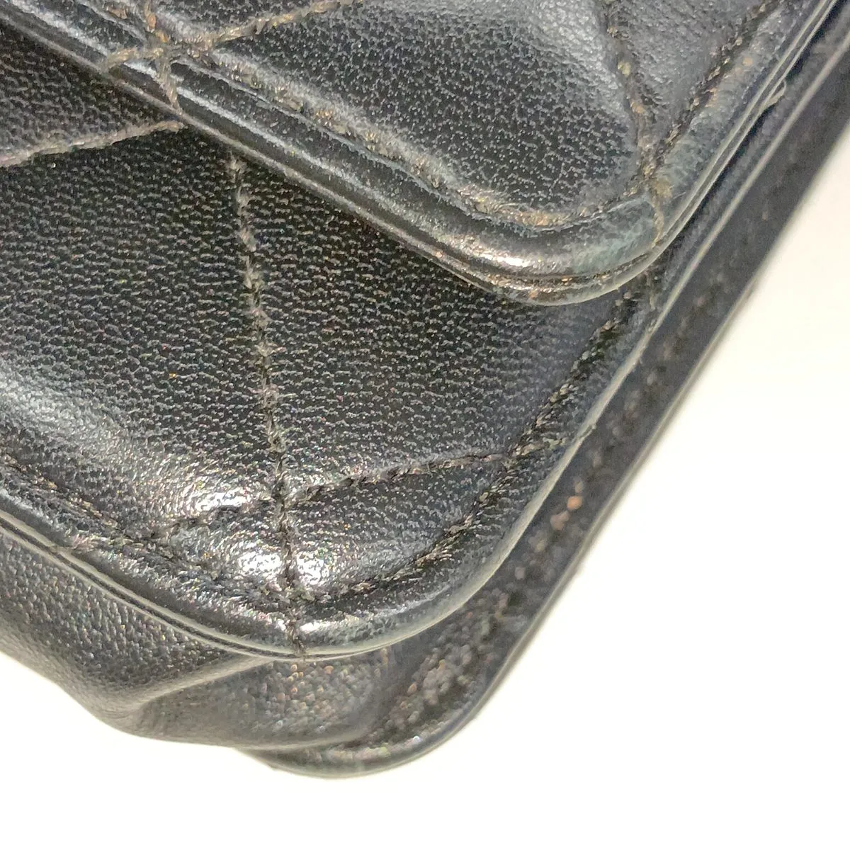 Matelassé Lambskin Chain Wallet, Black with Silver Hardware, 25018517 (Serial Number in the 25s) — view 13