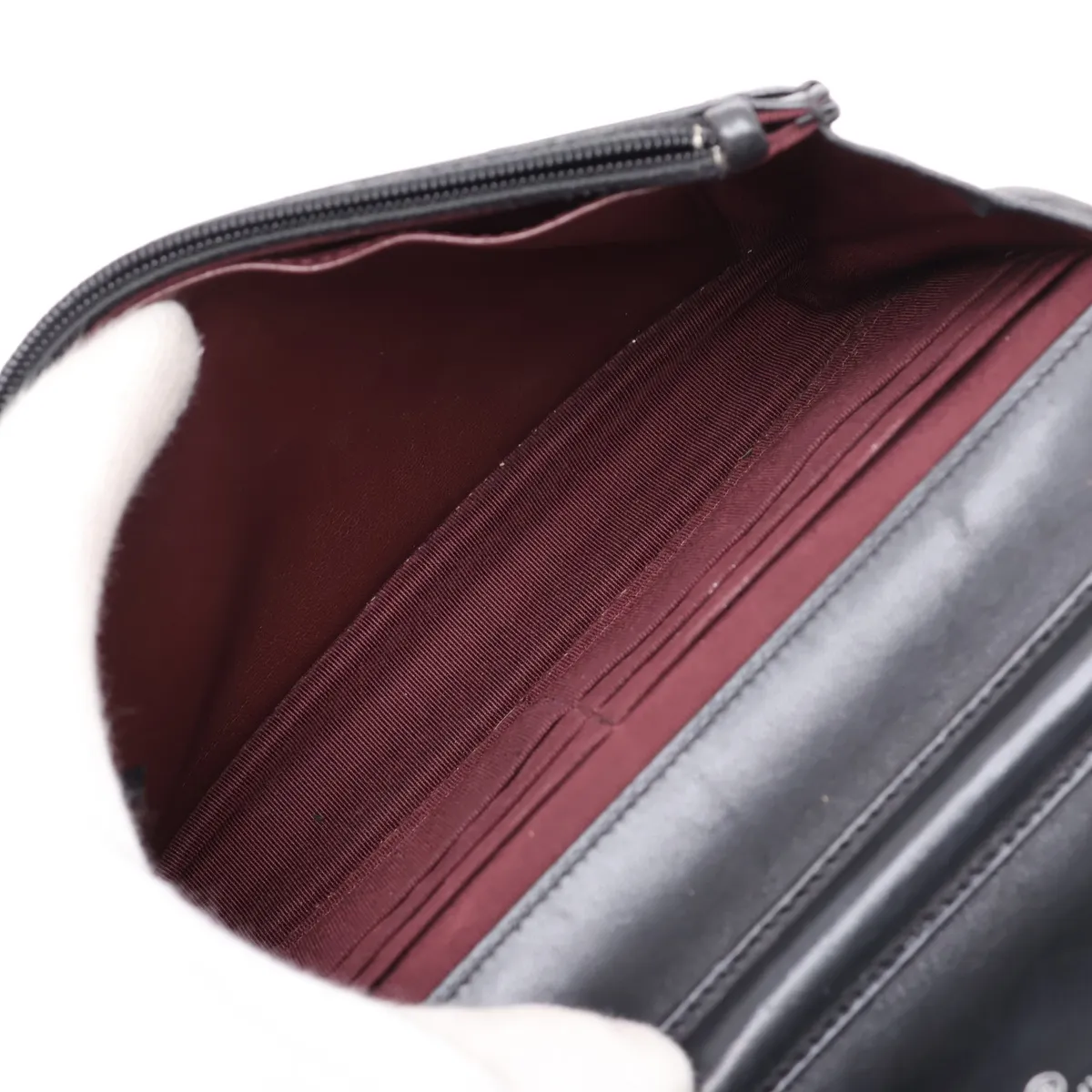 Matelassé Lambskin Chain Wallet, Black with Silver Hardware, 25018517 (Serial Number in the 25s) — view 6