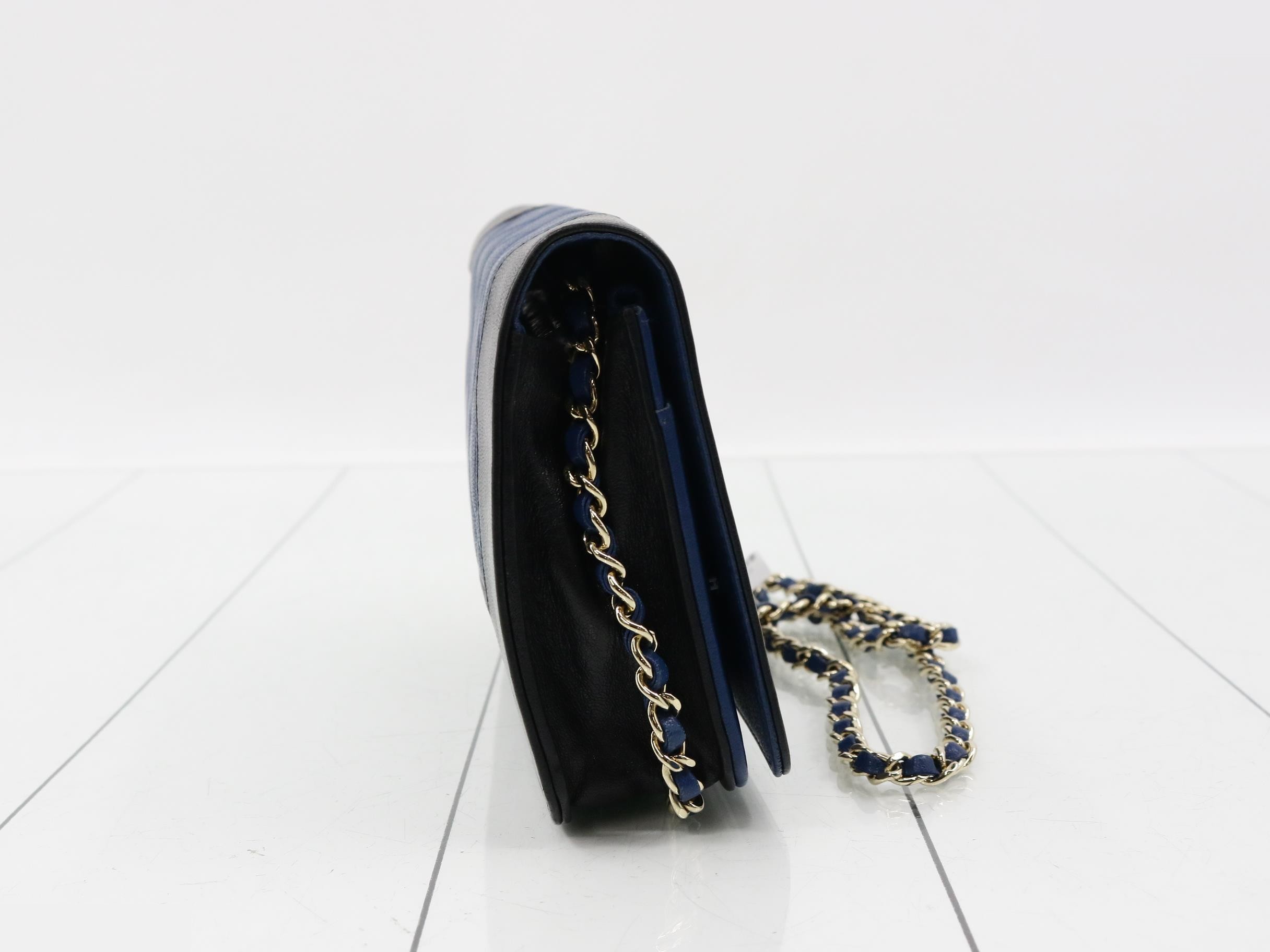 Mademoiselle Chain Shoulder Bag, Gold Hardware, Black x Blue, with original seal, item number 23. — view 4