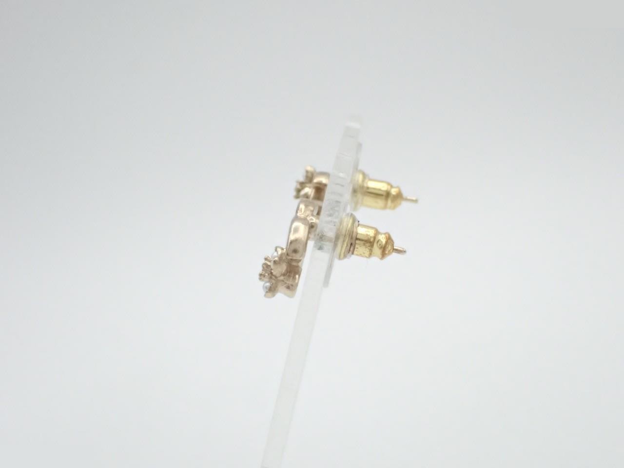 earrings here mark flower C23K width 1.2cm stone — view 3