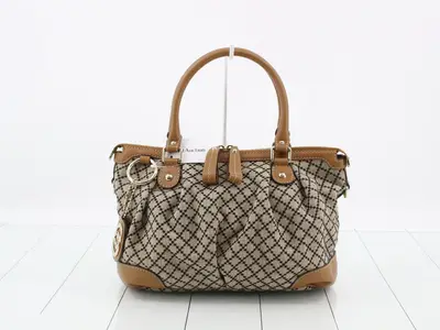 Canvas x Leather Shoulder Tote Bag