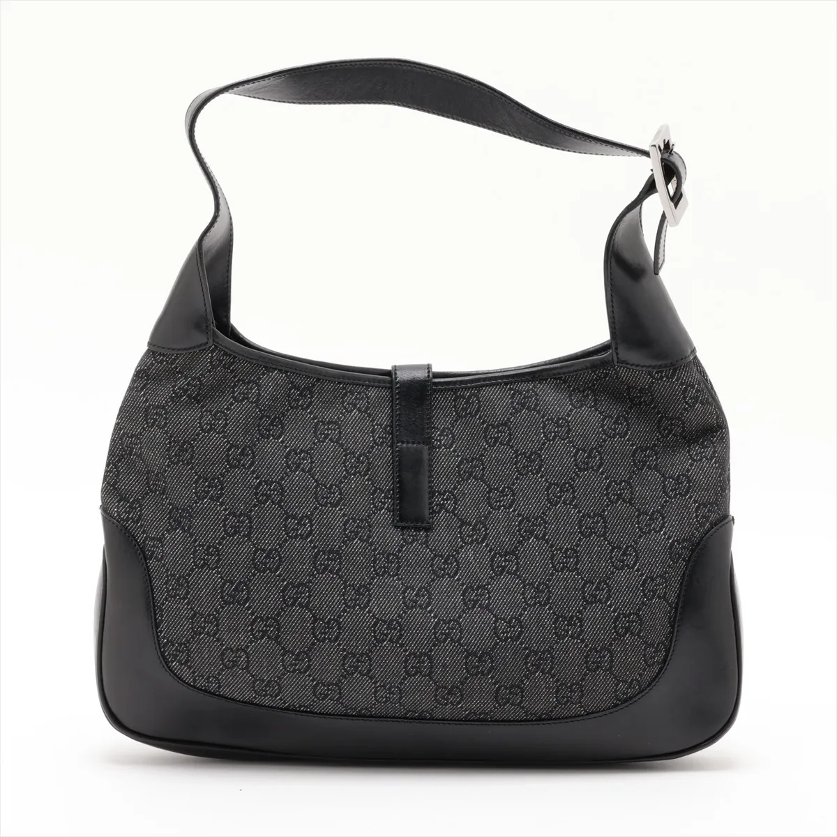 GG Denim Canvas x Leather Shoulder Bag, Black 00963 — view 2