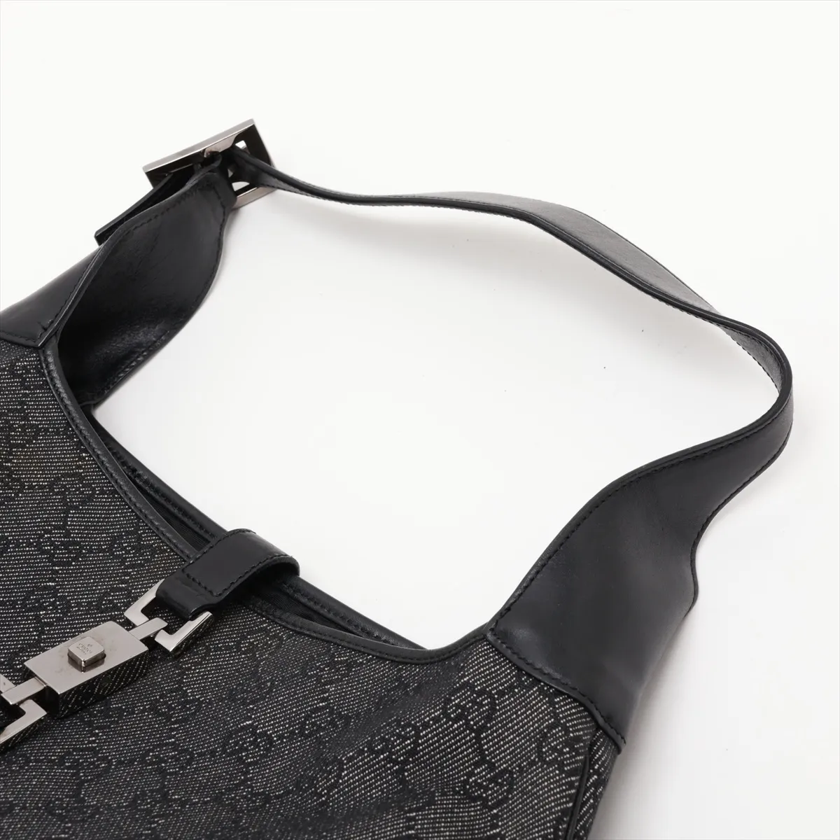 GG Denim Canvas x Leather Shoulder Bag, Black 00963 — view 5