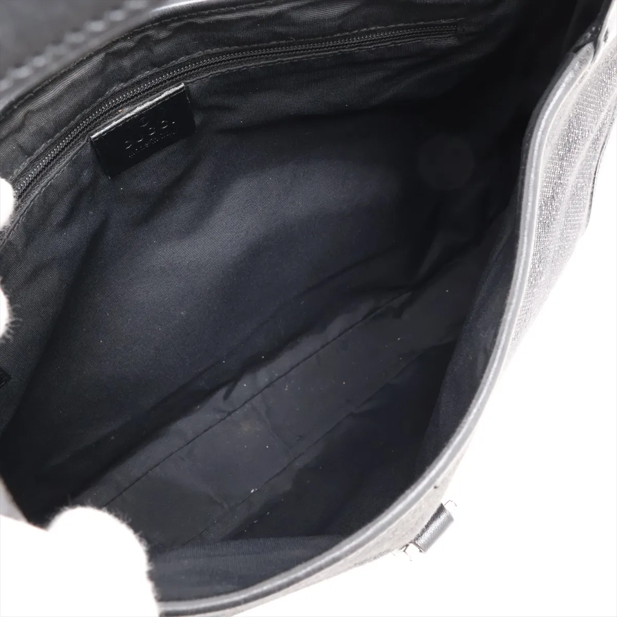 GG Denim Canvas x Leather Shoulder Bag, Black 00963 — view 6