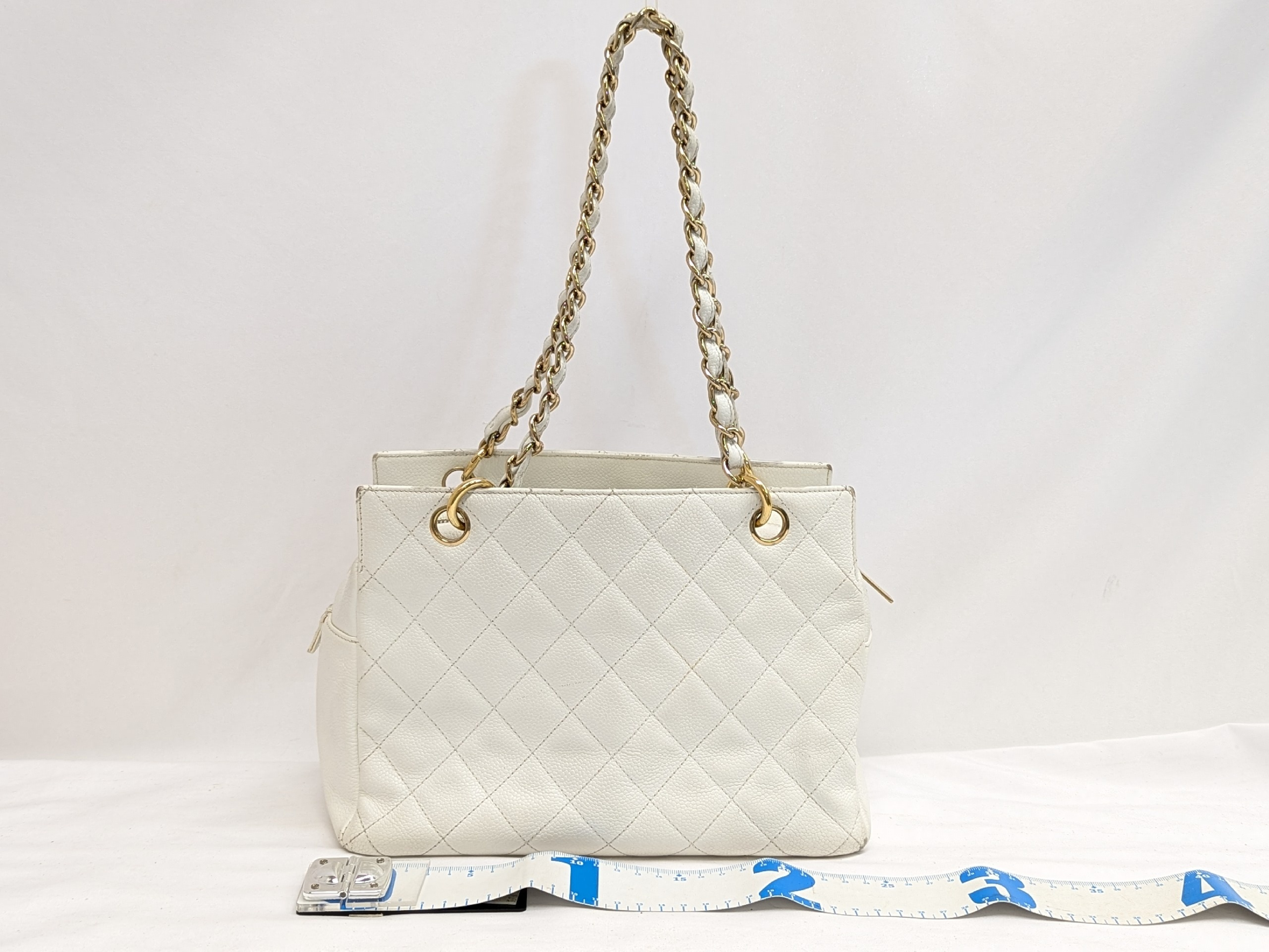 Caviar Skin PTT Chain Tote, White, Series 7 Handbag — view 2