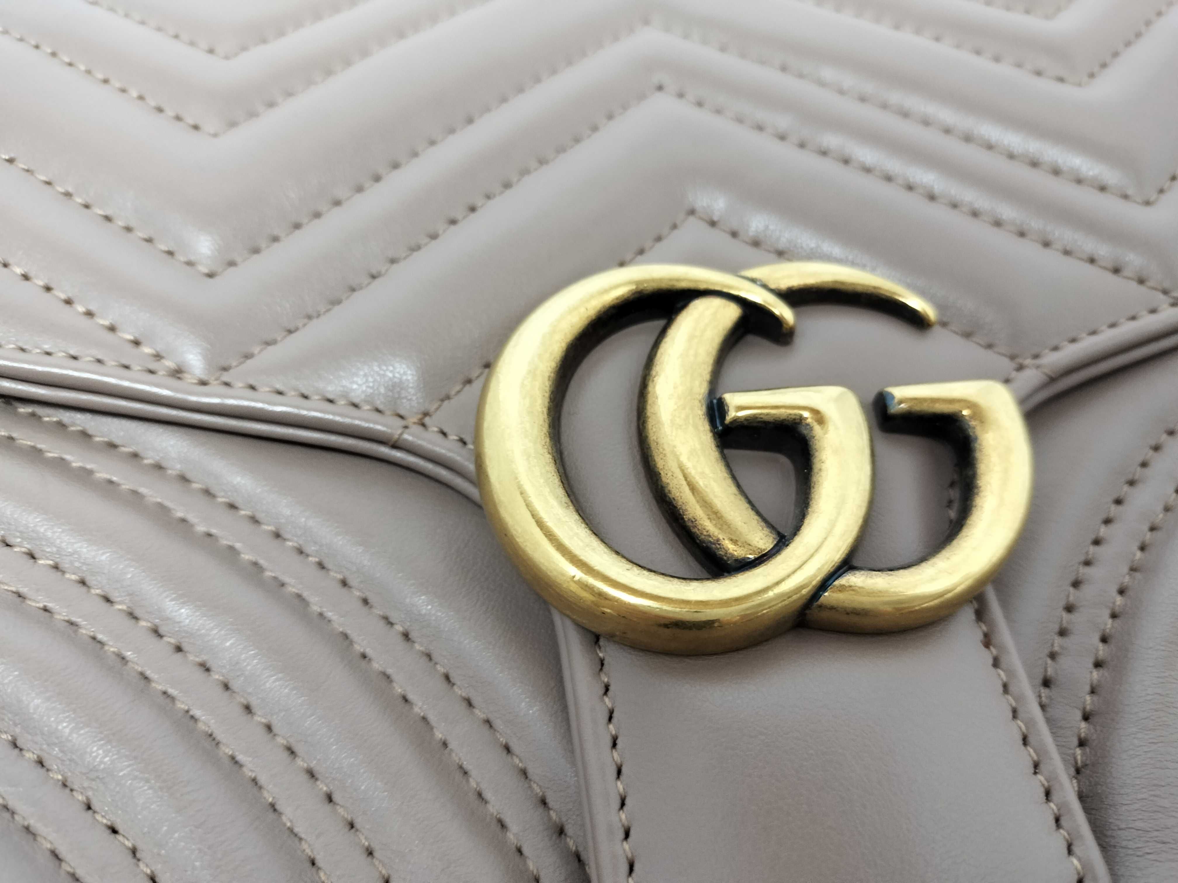 PH-GG Marmont Sylvie Web Beige Leather Shoulder Bag 24cm Handbag — view 8