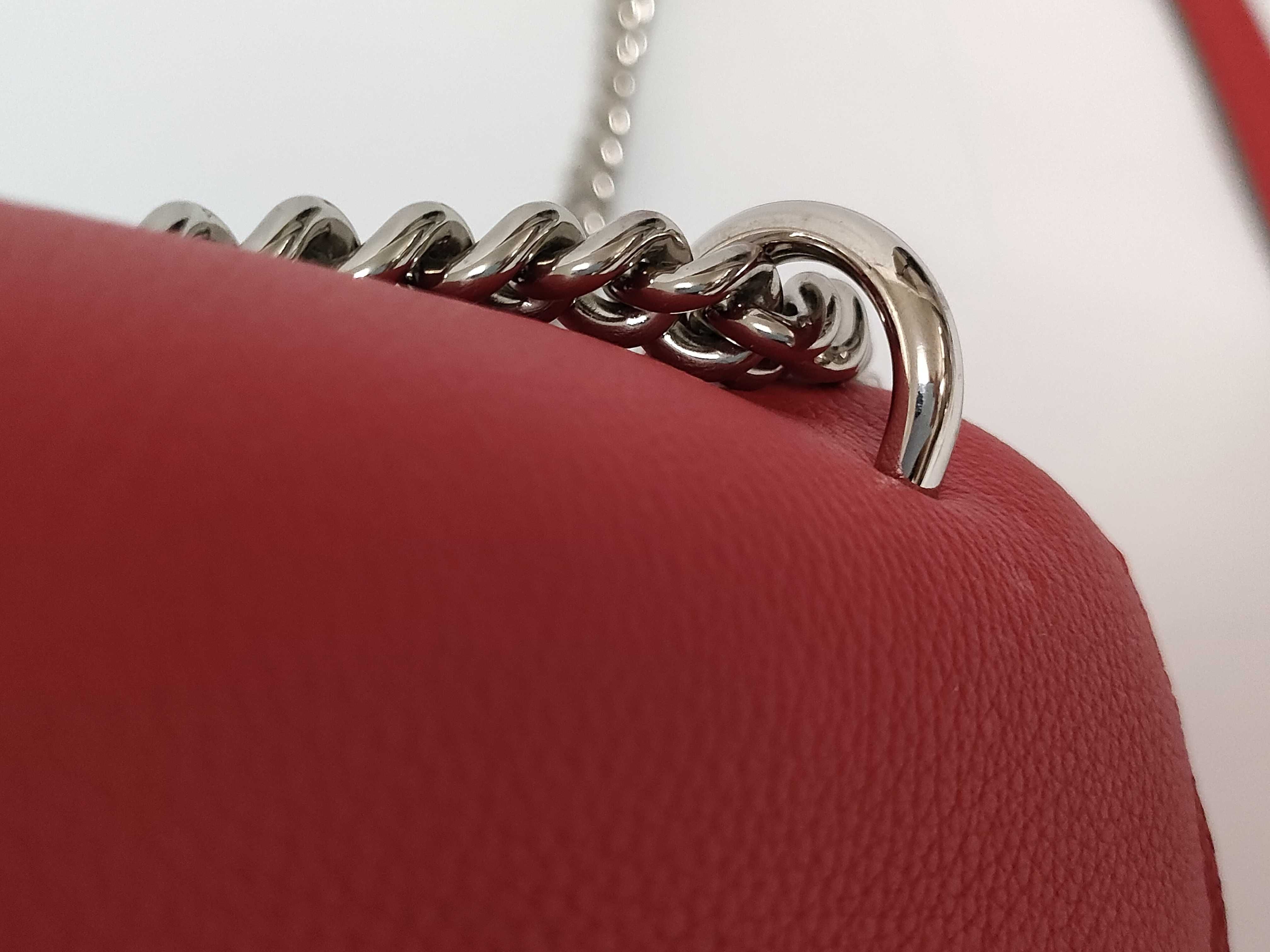 MyLockme Red Calf Leather BB Silver Hardware Shoulder Bag — view 7