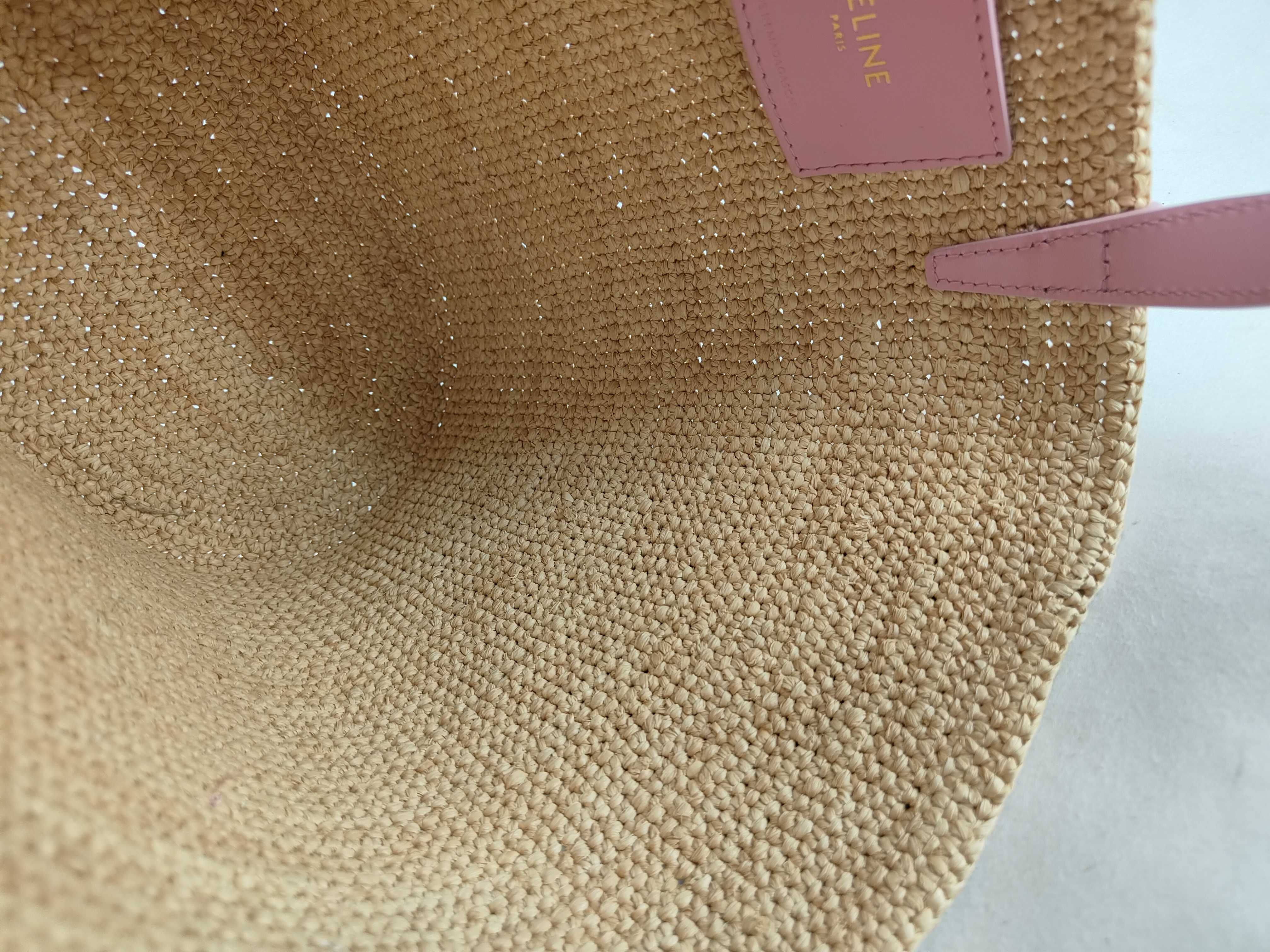 Triomphe Panier Raffia x Leather 2-Way Handbag Beige x Pink Tote Bag — view 12