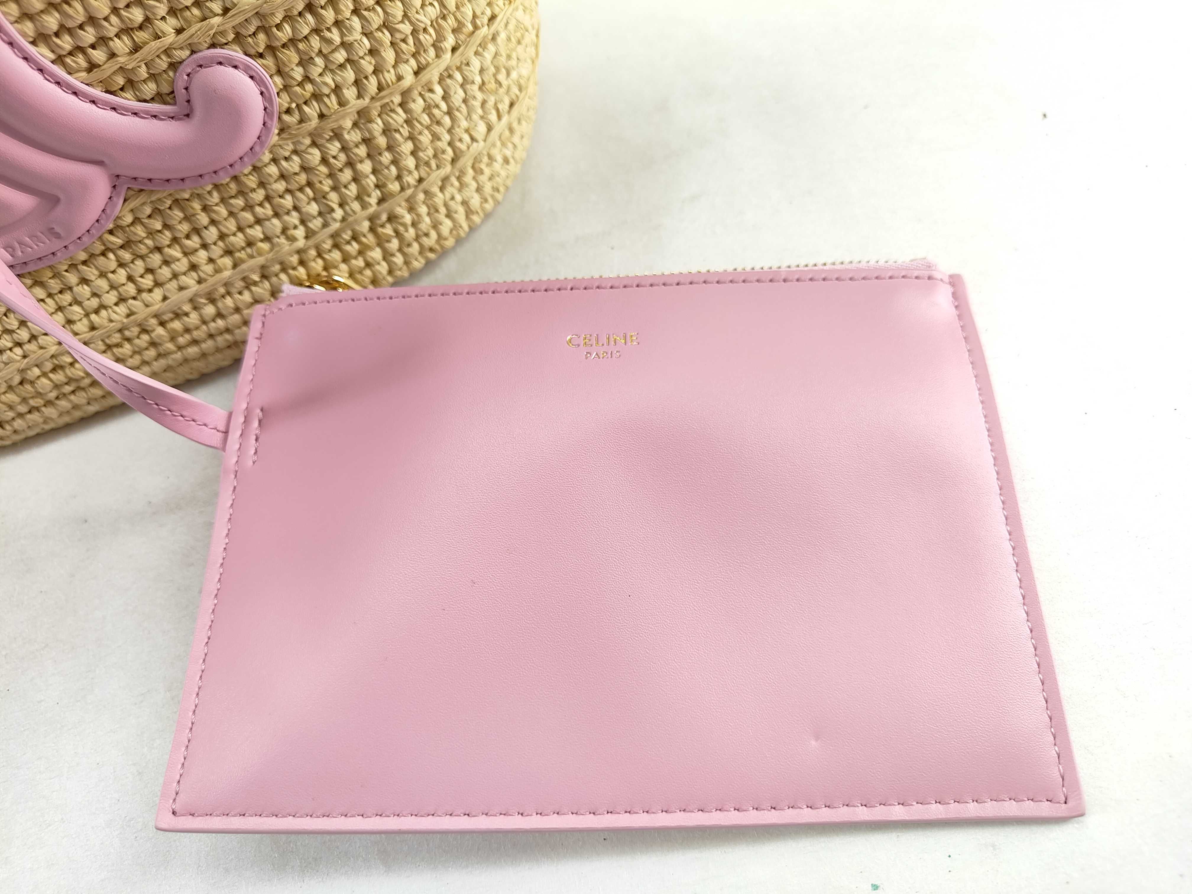 Triomphe Panier Raffia x Leather 2-Way Handbag Beige x Pink Tote Bag — view 13