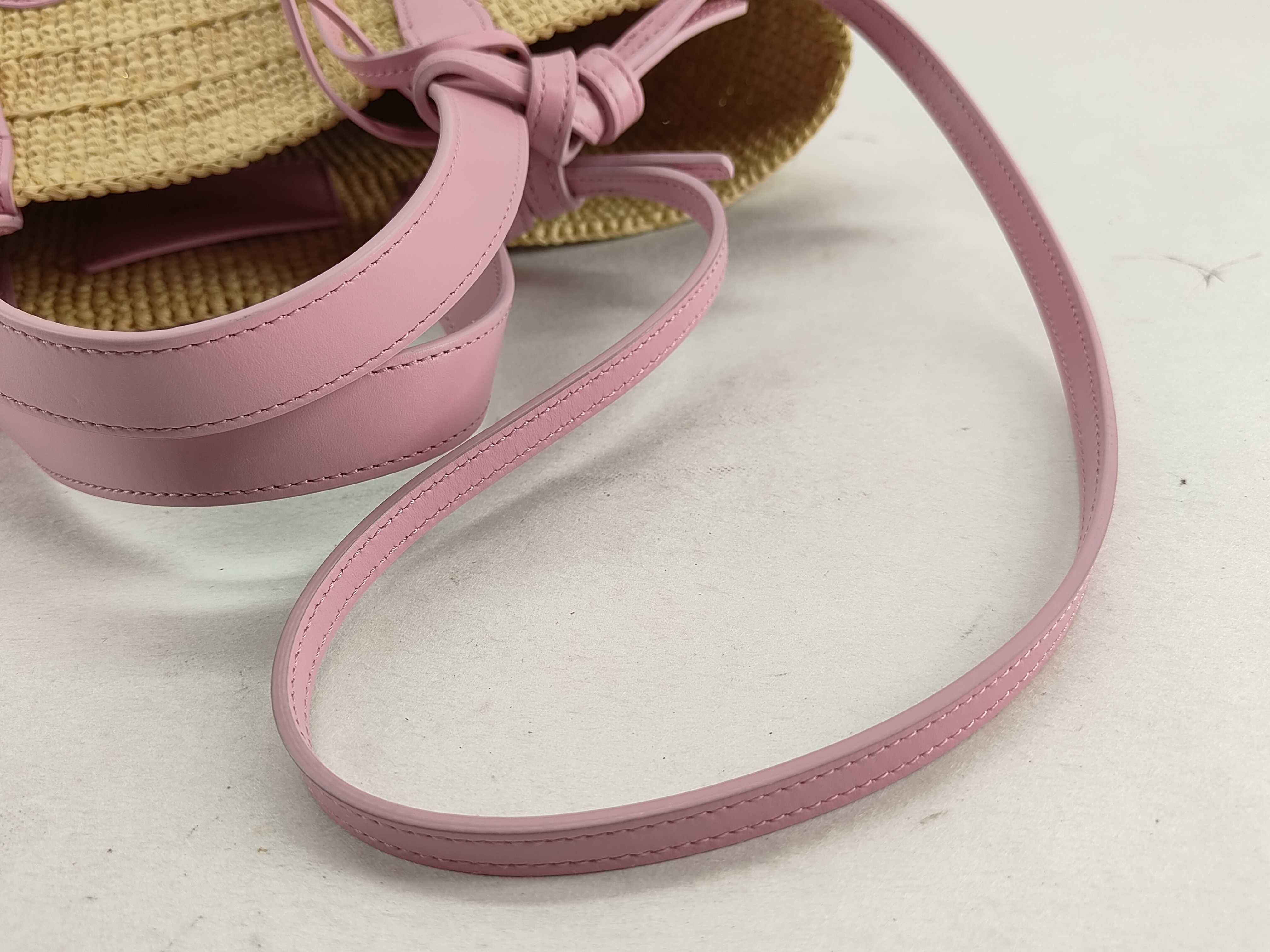 Triomphe Panier Raffia x Leather 2-Way Handbag Beige x Pink Tote Bag — view 5