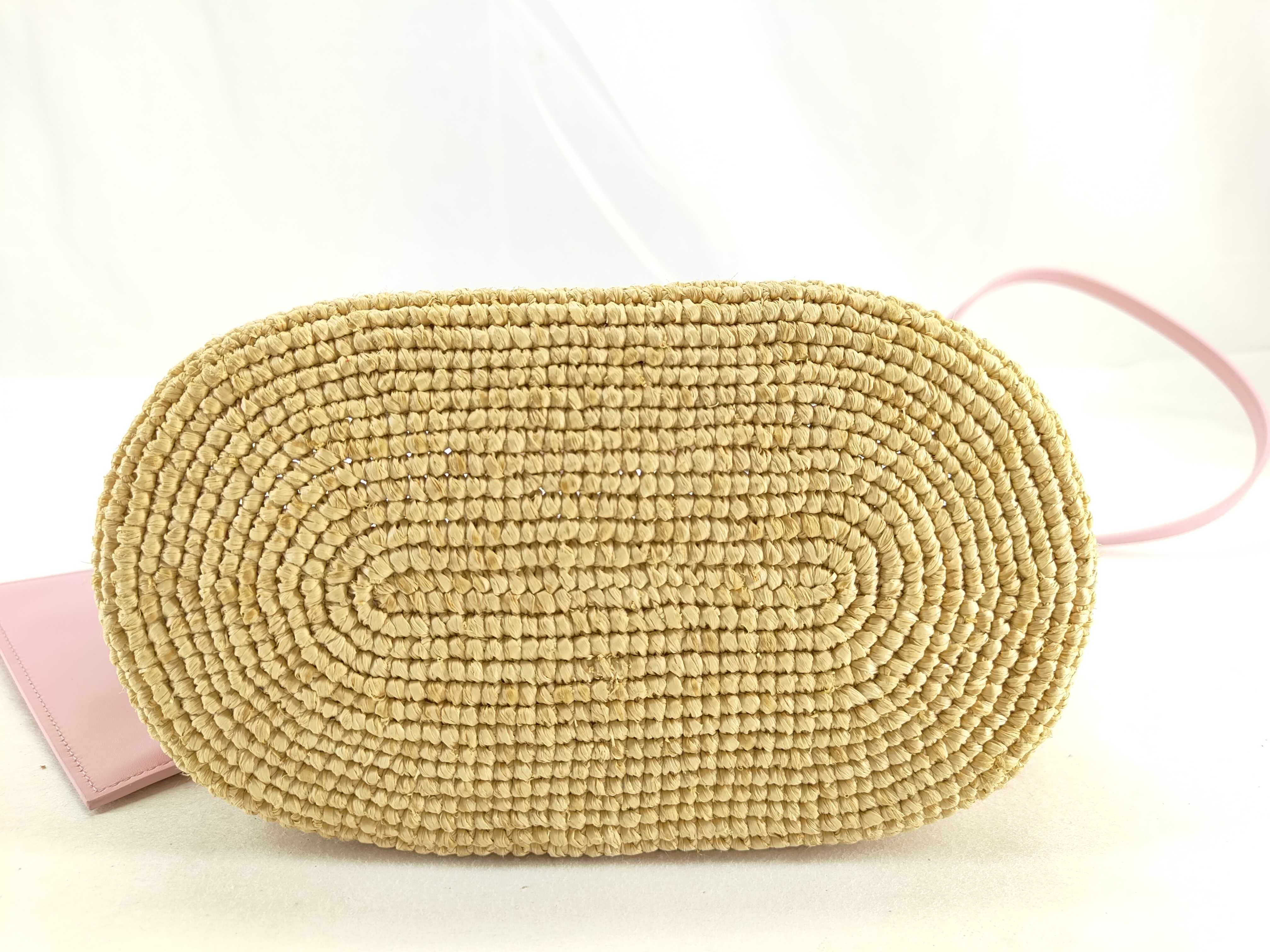 Triomphe Panier Raffia x Leather 2-Way Handbag Beige x Pink Tote Bag — view 9