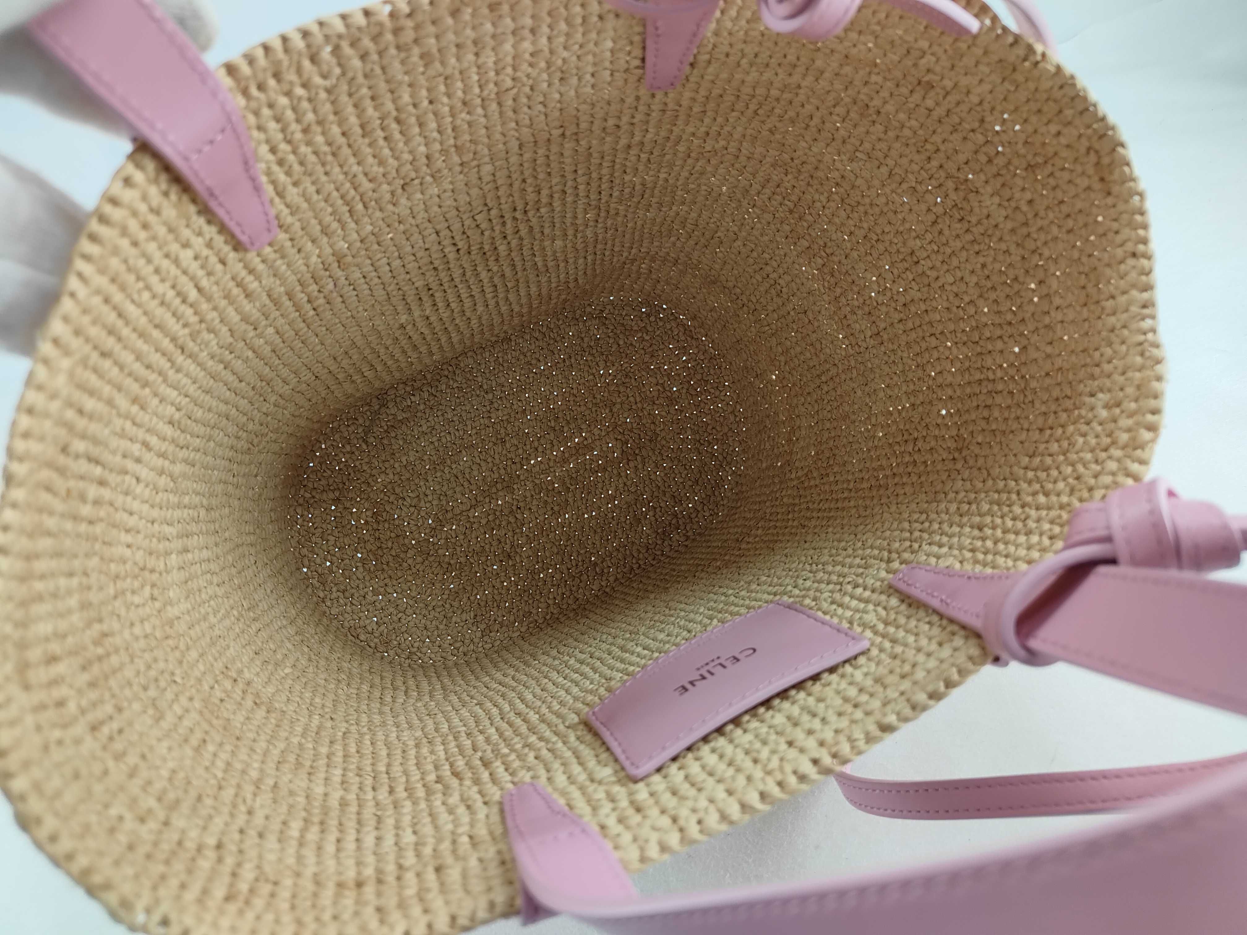 Triomphe Panier Raffia x Leather 2-Way Handbag Beige x Pink Tote Bag — view 10