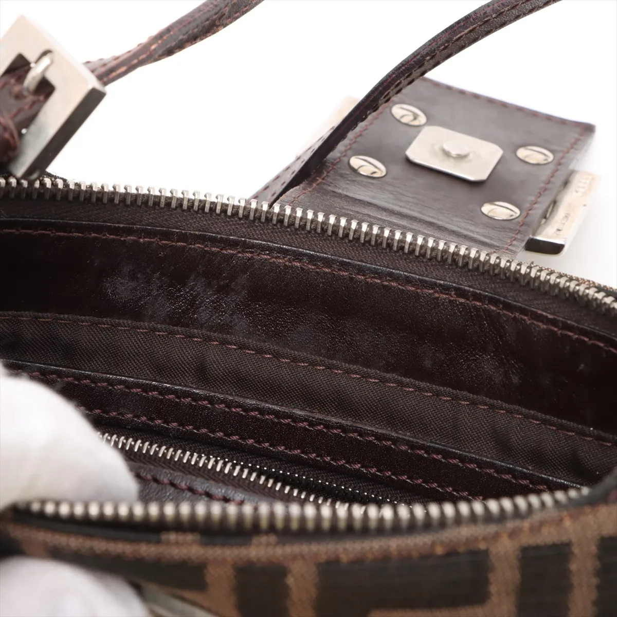 Zucca Canvas x Leather Shoulder Bag Brown 267670 — view 11