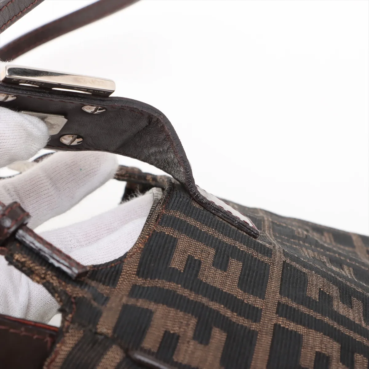 Zucca Canvas x Leather Shoulder Bag Brown 267670 — view 12