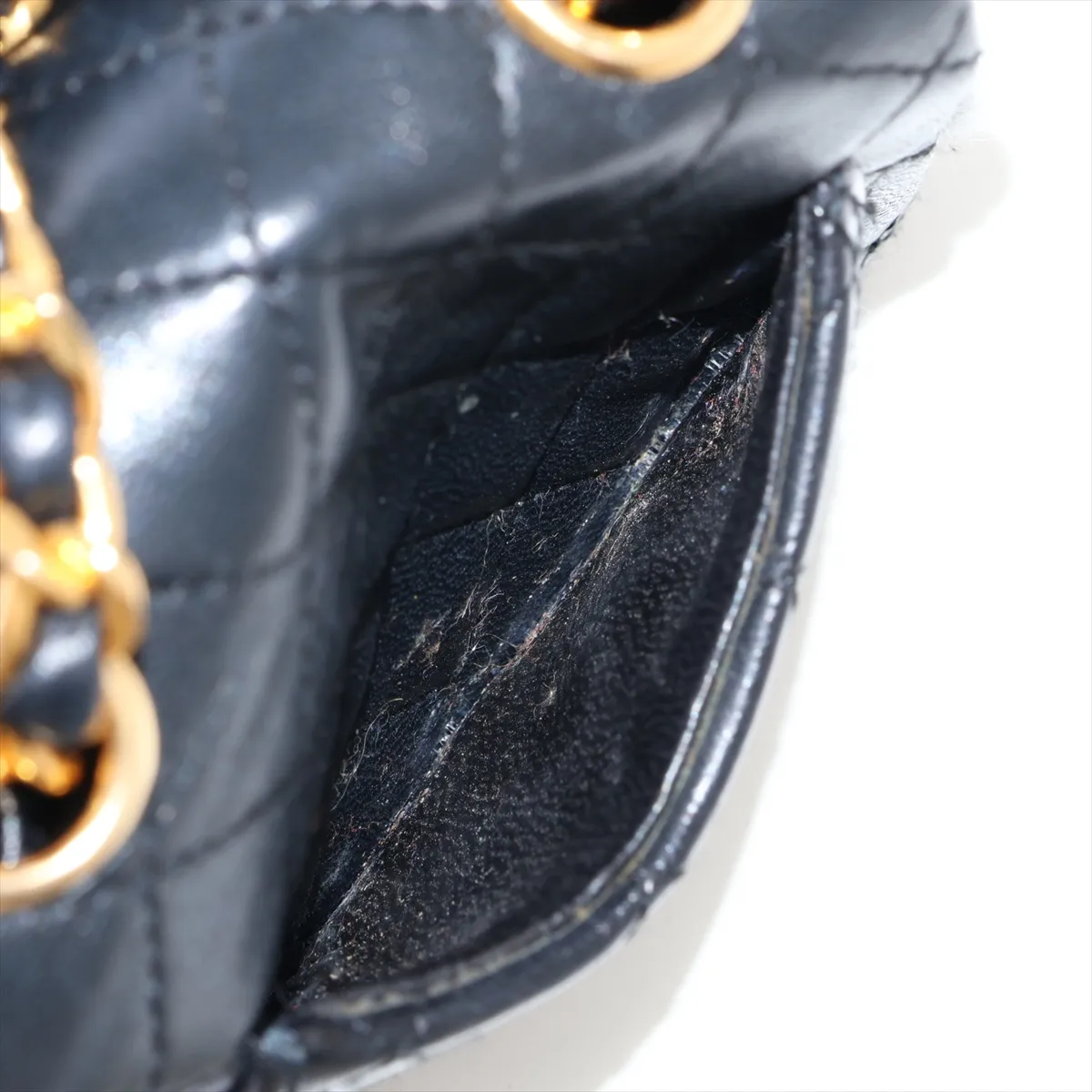 Matelassé Lambskin Waist Pouch, Push-Lock, Black with Gold Hardware — view 9