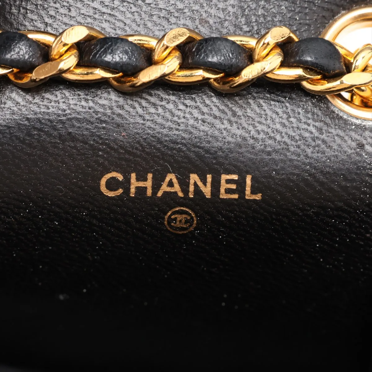 Matelassé Lambskin Waist Pouch, Push-Lock, Black with Gold Hardware — view 10