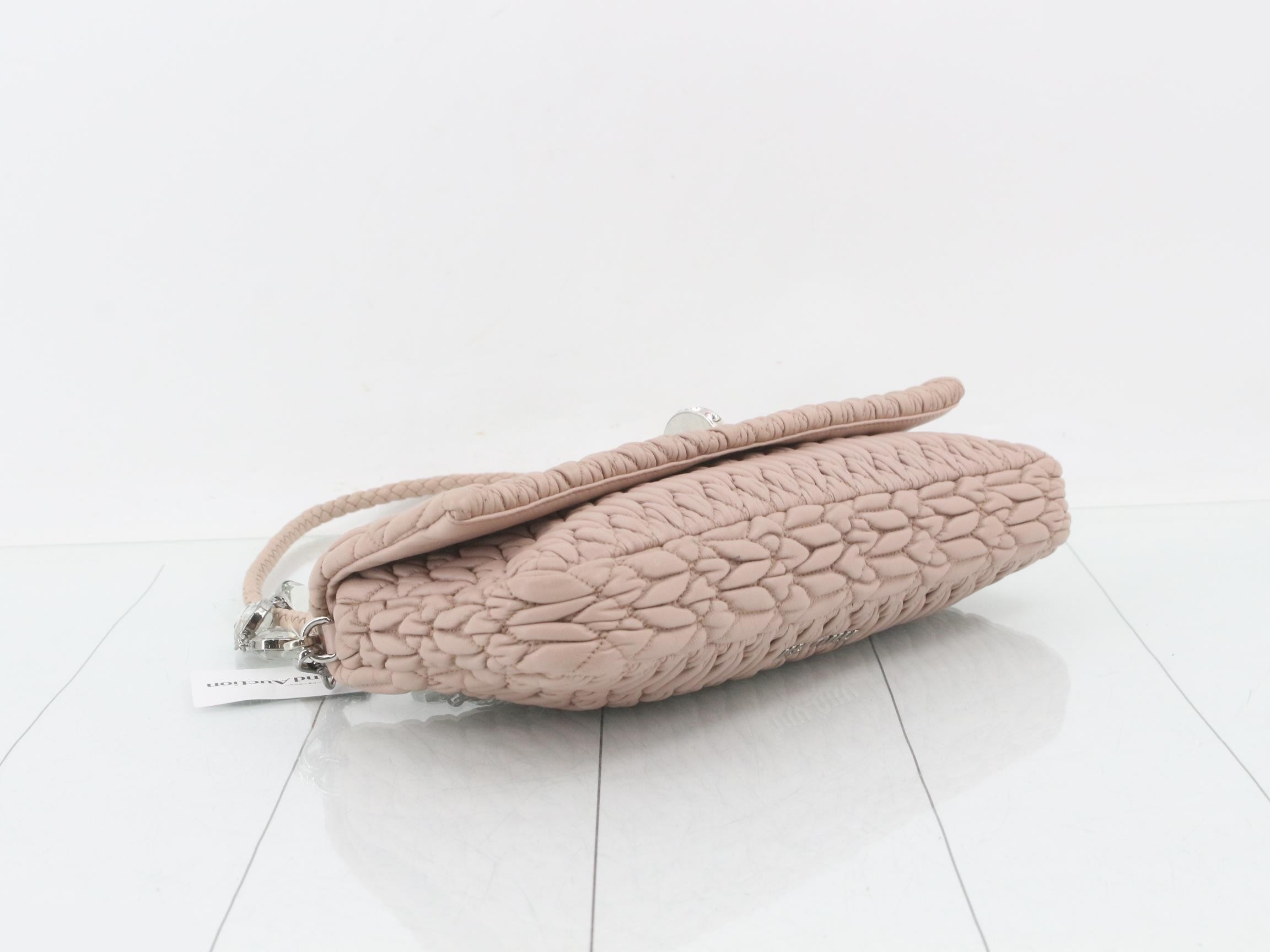 Matelassé (Bag) - Shoulder Bag with Jeweled Strap - Pink — view 5