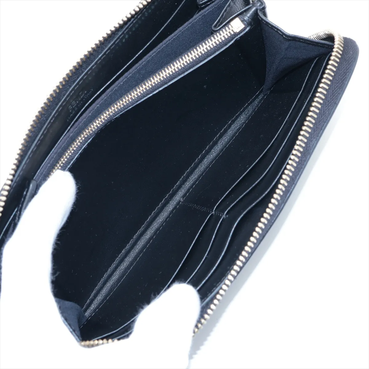F is Fendi 8M0299 Leather Round Zip Wallet Black — view 7