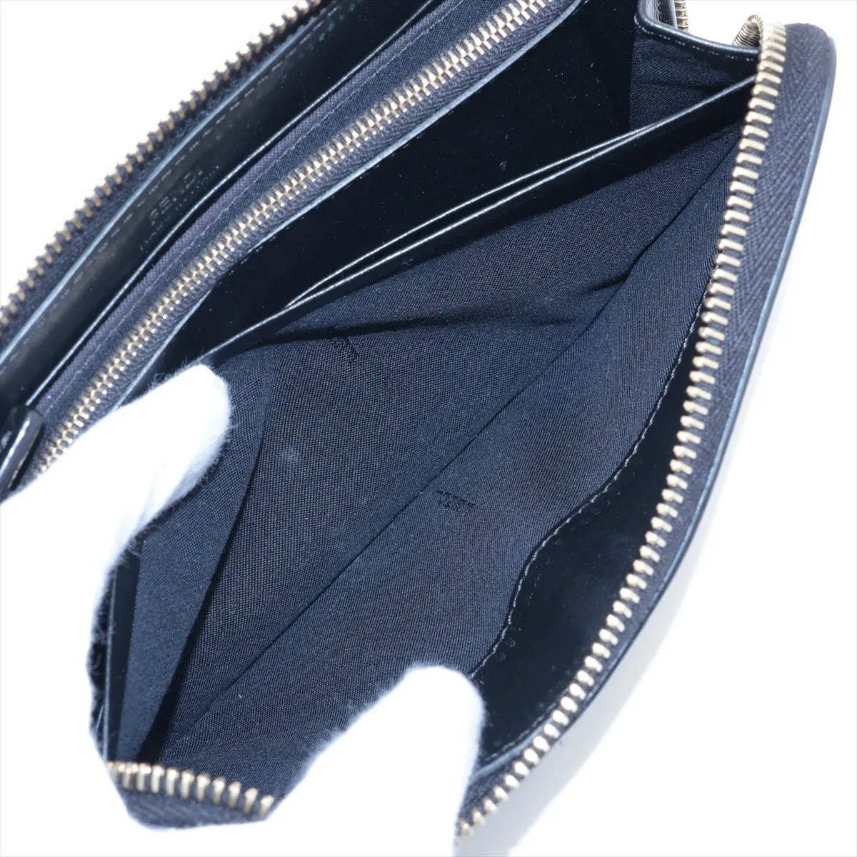 F is Fendi 8M0299 Leather Round Zip Wallet Black — view 8