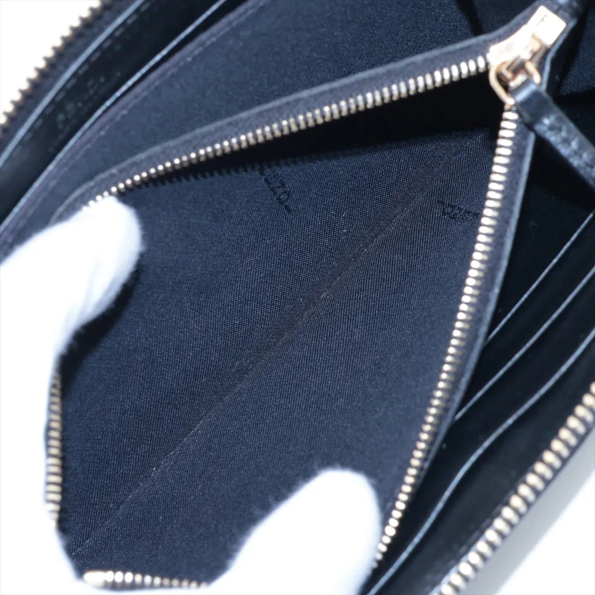 F is Fendi 8M0299 Leather Round Zip Wallet Black — view 9