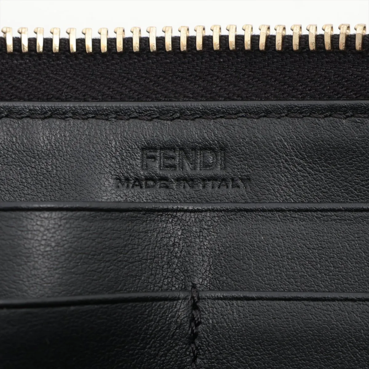 F is Fendi 8M0299 Leather Round Zip Wallet Black — view 10