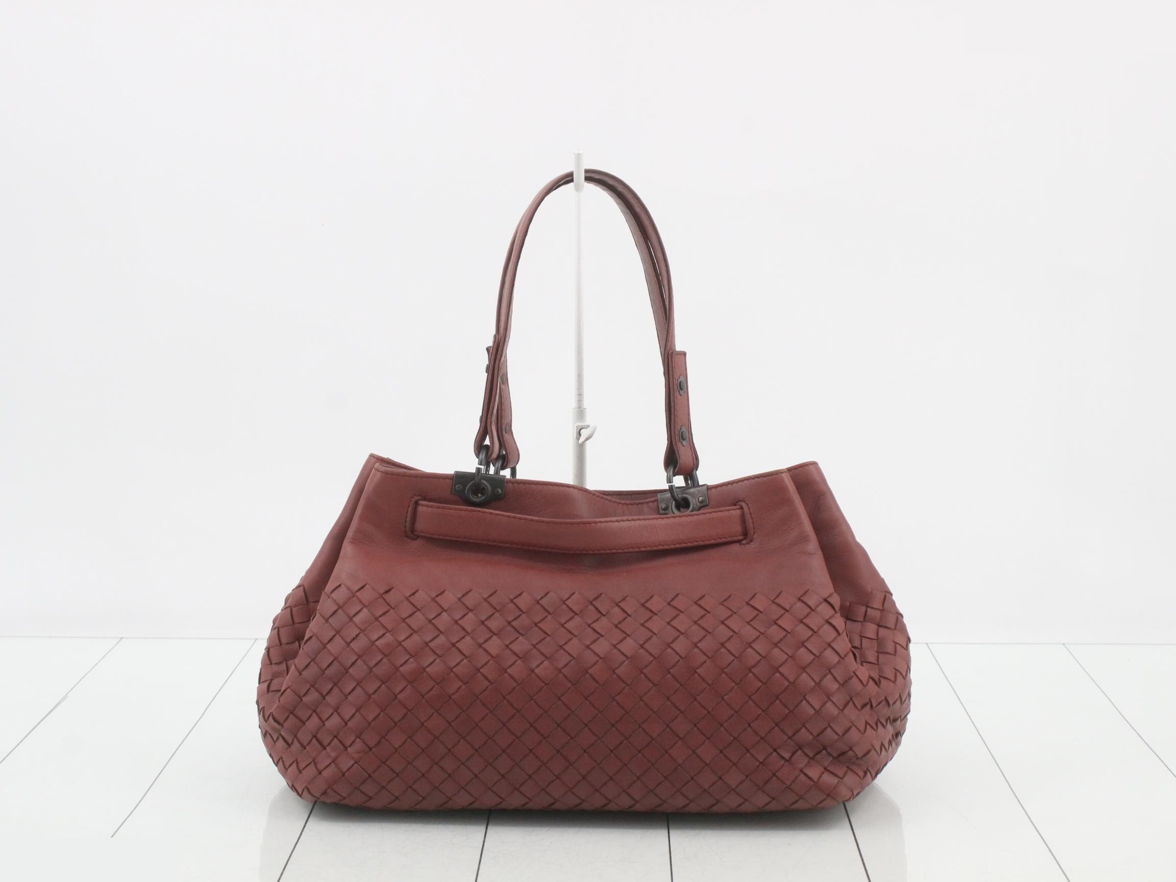 Intrecciato tote bag, leather, brown — view 2