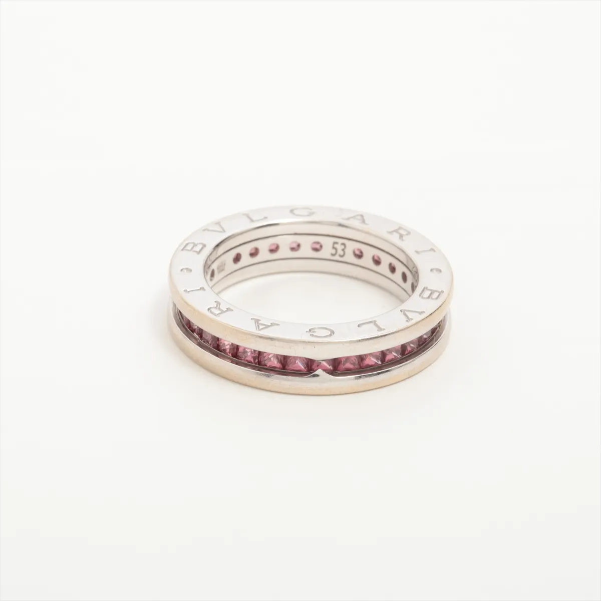 B.zero1 Full Garnet Ring, 750 (WG), 9.0g, Size 53. Features: pitted holes, metal — view 2