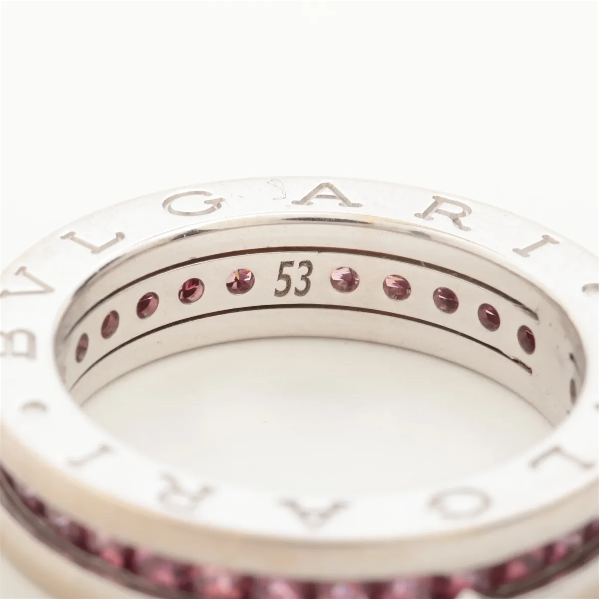 B.zero1 Full Garnet Ring, 750 (WG), 9.0g, Size 53. Features: pitted holes, metal — view 3